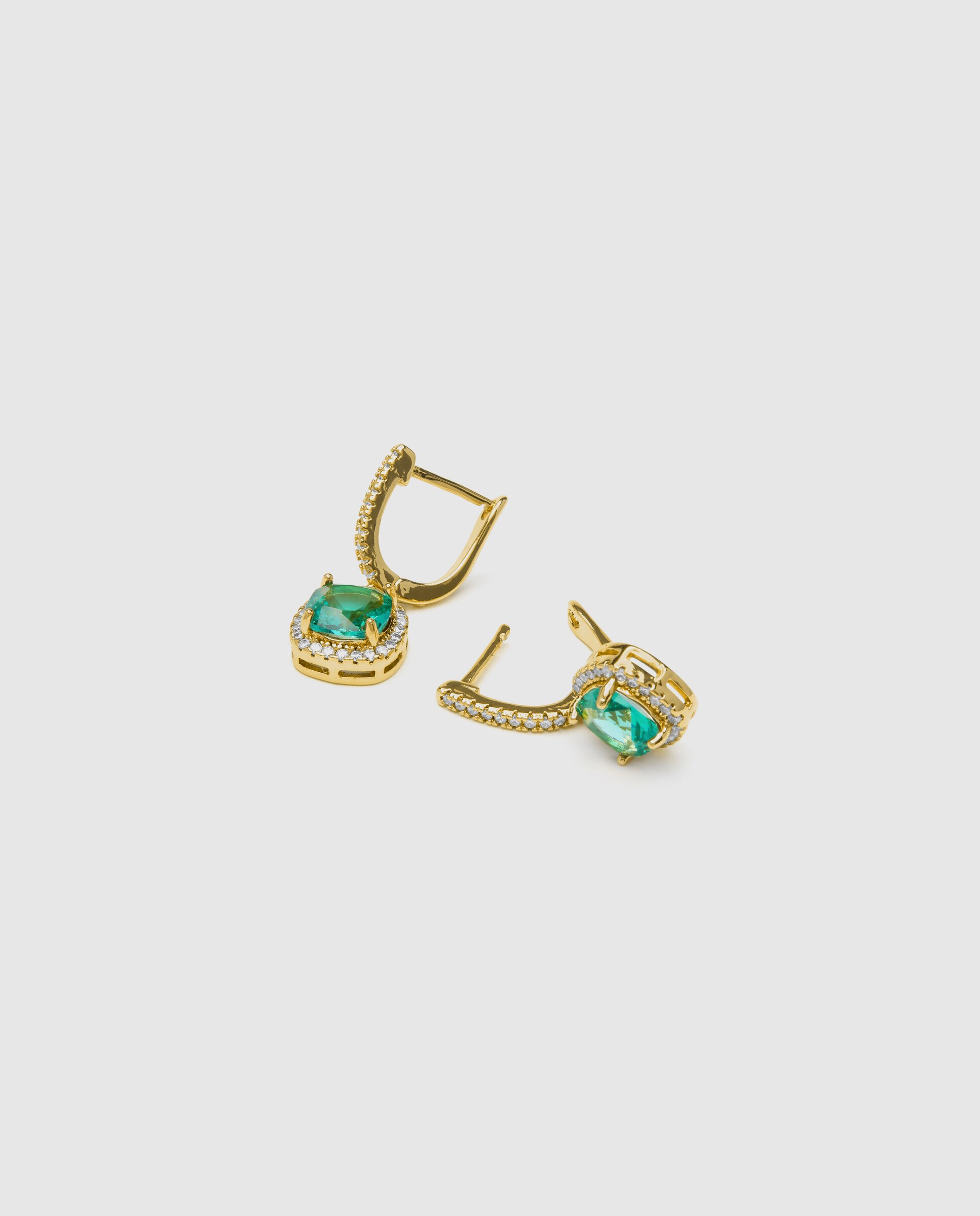 Brincos de Argola Africa com Zircónios Água-marinha em Ouro Amarelo de 18k Verde-4