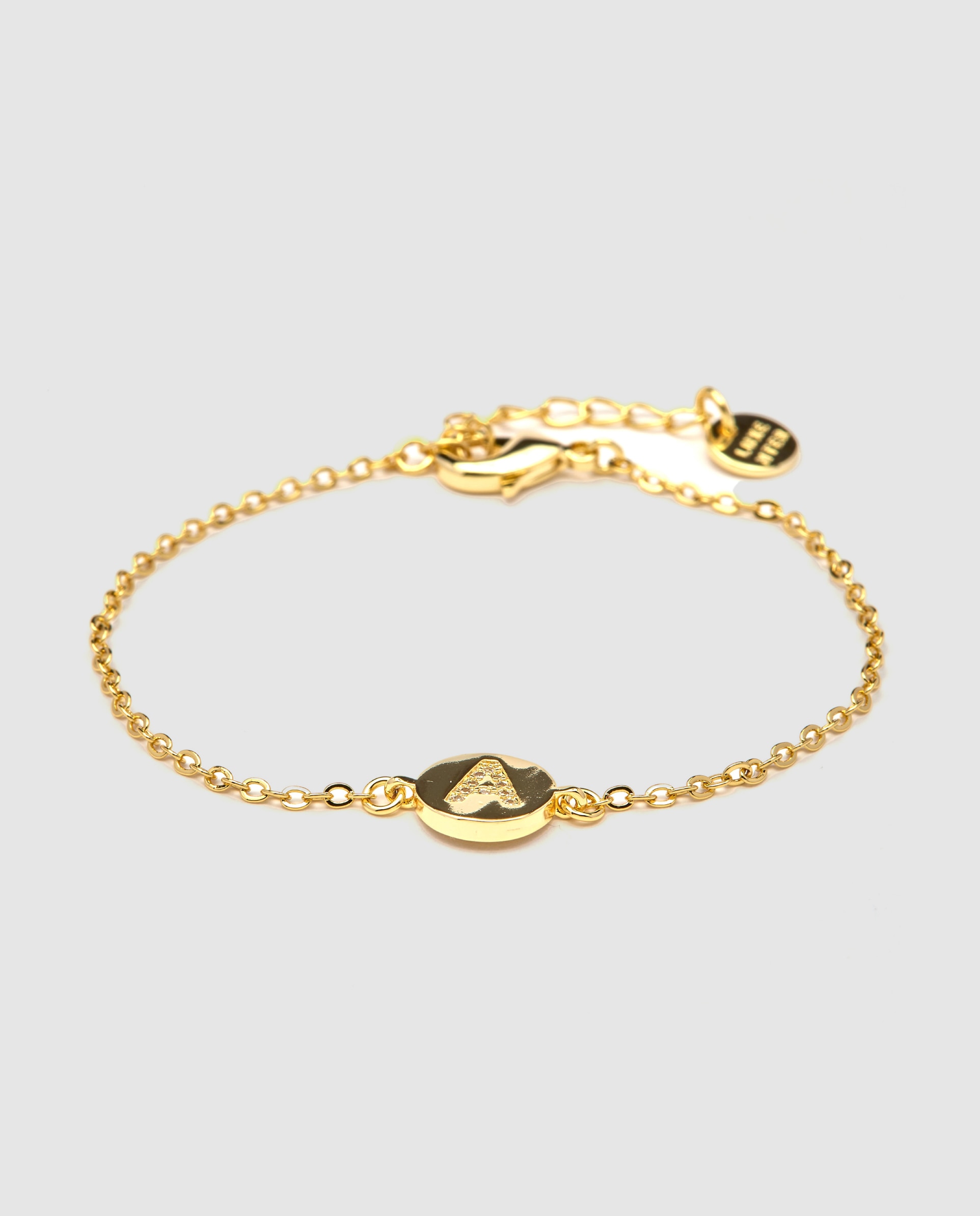 Imagem 0 de Pulseira Personalizada Letras com Zirconita Brilhante Acabada em Ouro Amarelo de 18k - a