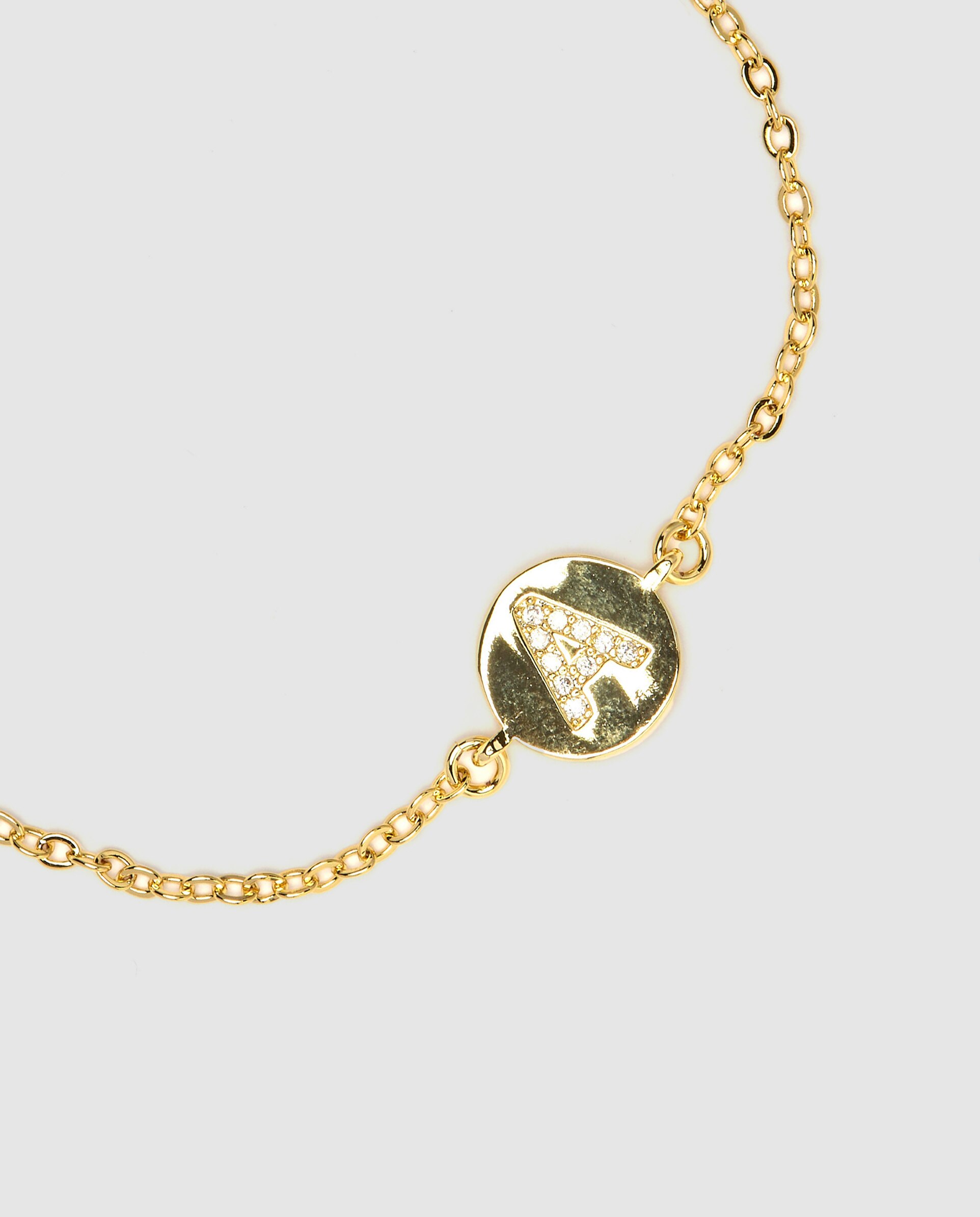 Pulseira de Corrente Personalizada Letras com Zirconita Brilhante Acabada em Ouro Amarelo de 18k - a Dourado-6