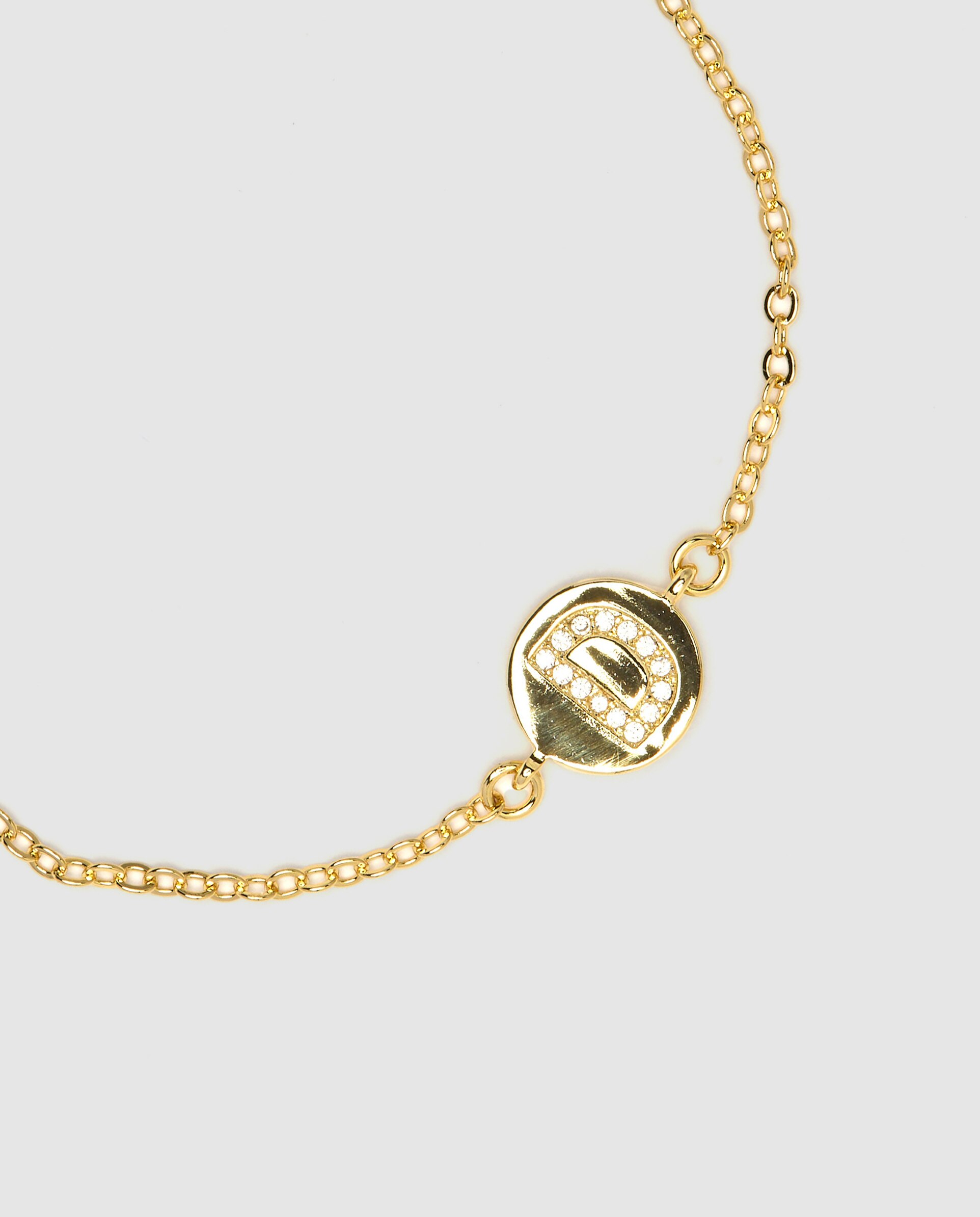 Pulseira de Corrente Personalizada Letras com Zirconita Brilhante Acabada em Ouro Amarelo de 18k Dourado-3