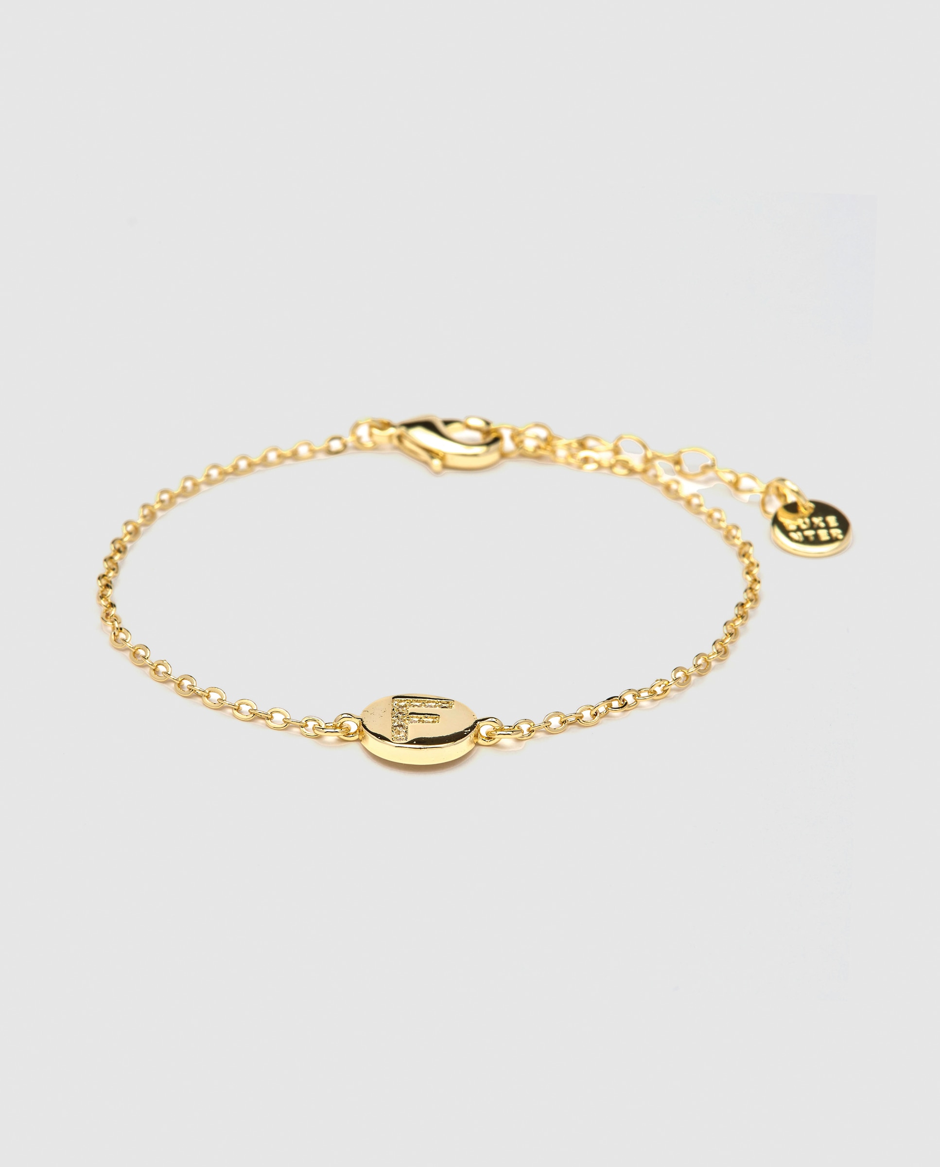 Pulseira de Corrente Personalizada Letras com Zirconita Brilhante Acabada em Ouro Amarelo de 18k - F Dourado-1