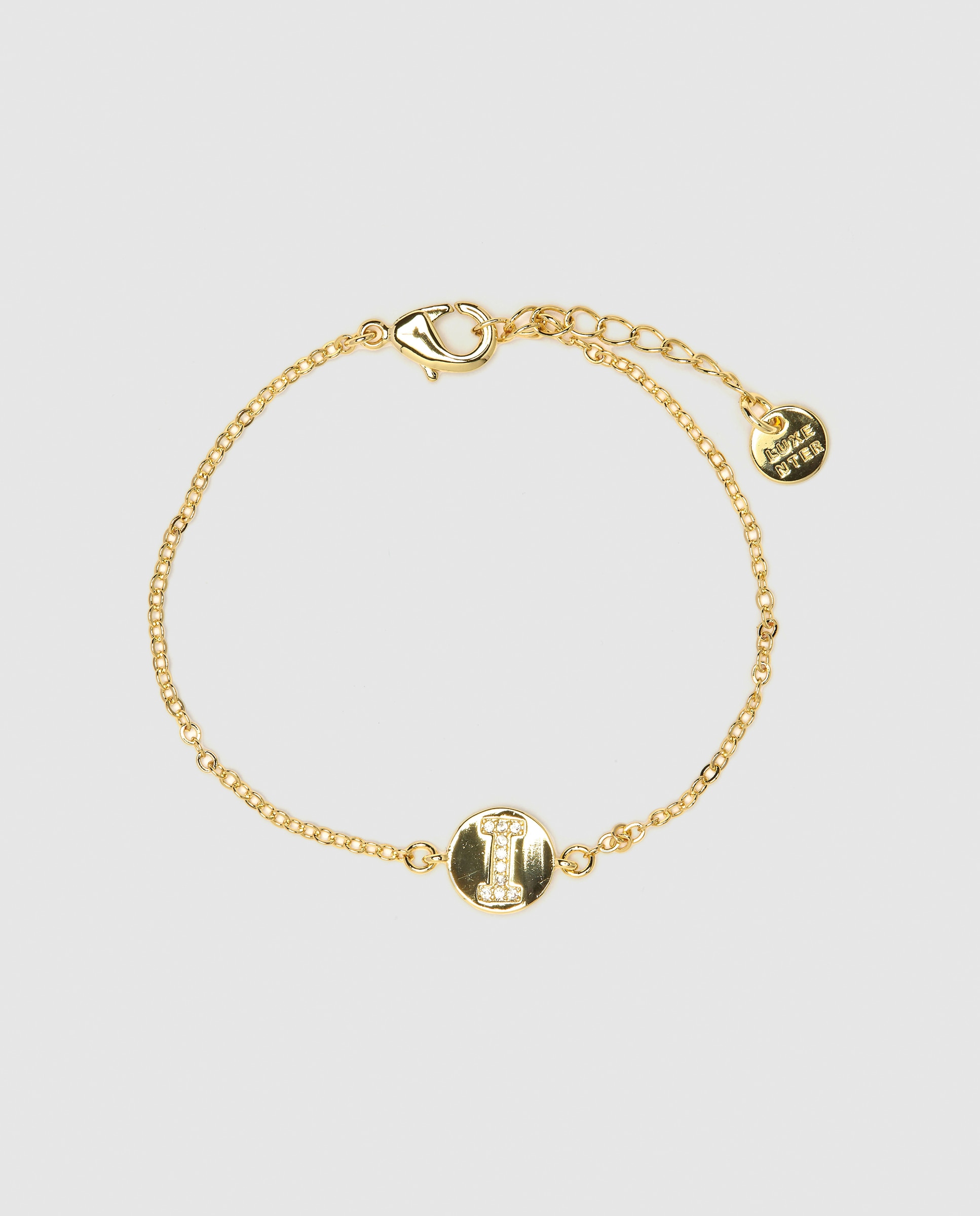 Pulseira de Corrente Personalizada Letras com Zirconita Brilhante Acabada em Ouro Amarelo de 18k - I Dourado-2