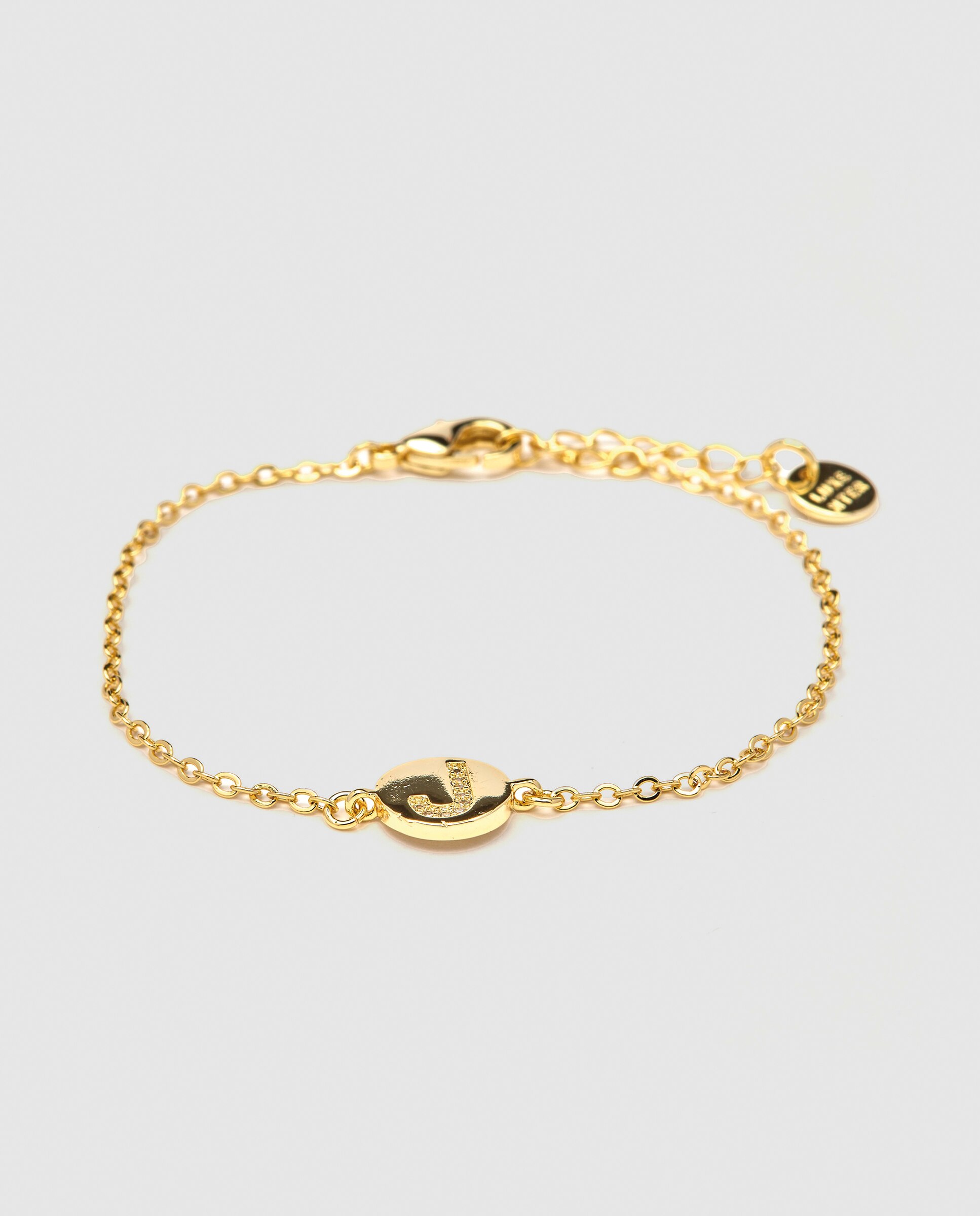 Imagem 0 de Pulseira Personalizada Letras com Zirconita Brilhante Acabada em Ouro Amarelo de 18k - J