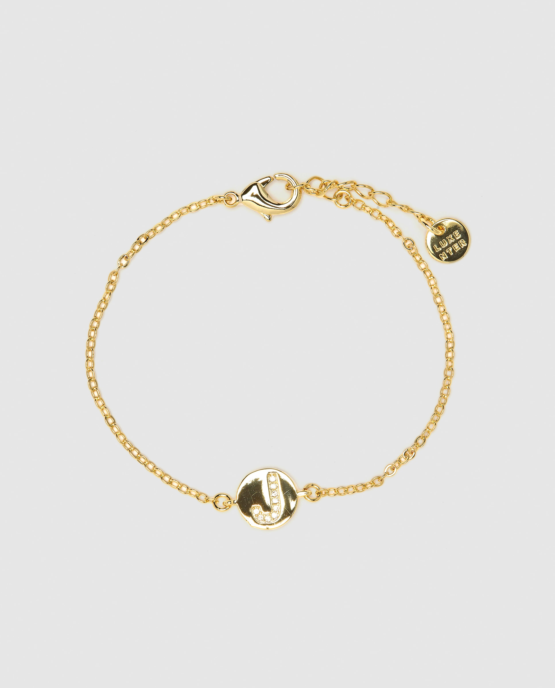 Pulseira de Corrente Personalizada Letras com Zirconita Brilhante Acabada em Ouro Amarelo de 18k - J Dourado-2
