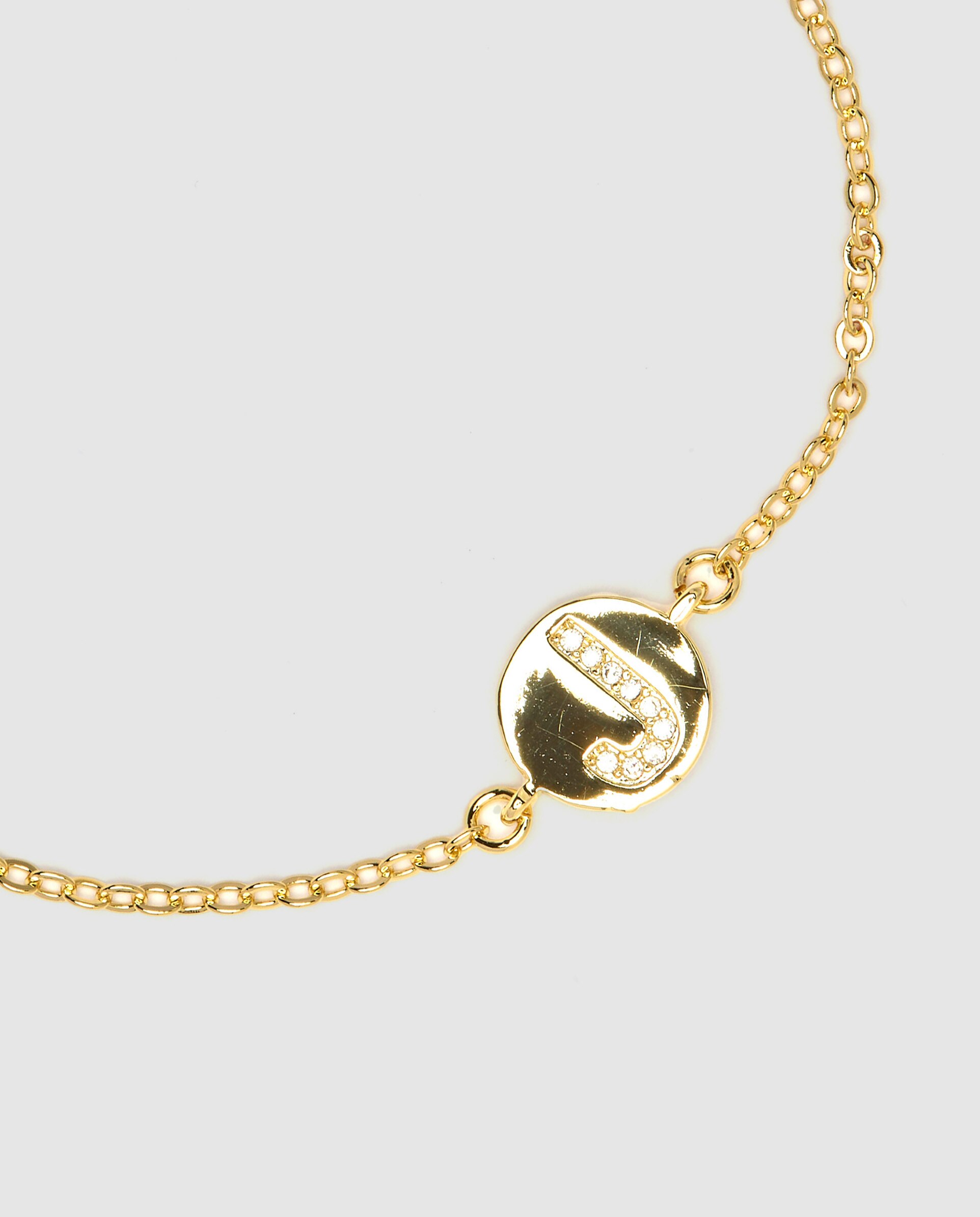 Pulseira de Corrente Personalizada Letras com Zirconita Brilhante Acabada em Ouro Amarelo de 18k - J Dourado-3
