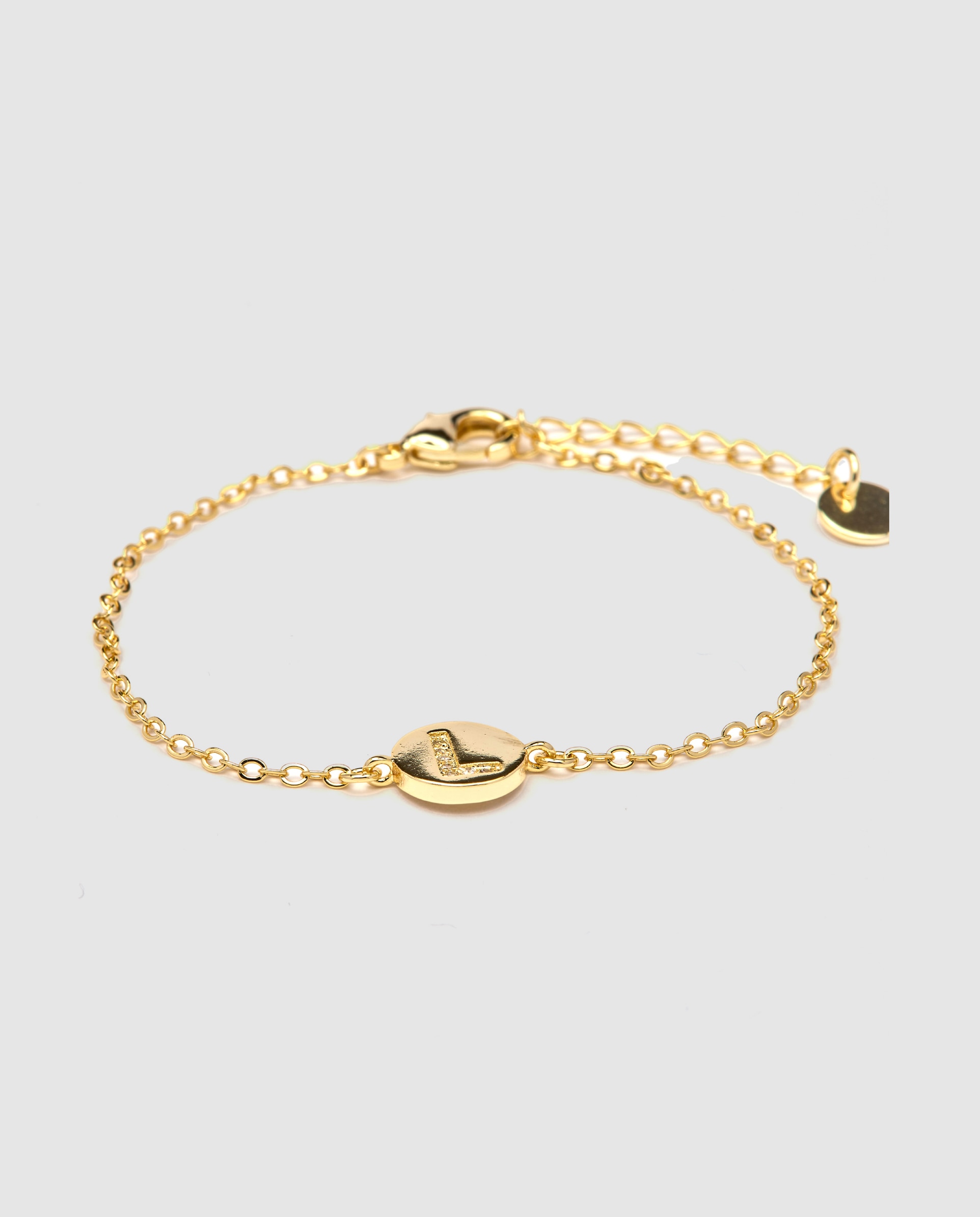 Imagem 0 de Pulseira Personalizada Letras com Zirconita Brilhante Acabada em Ouro Amarelo de 18k - L