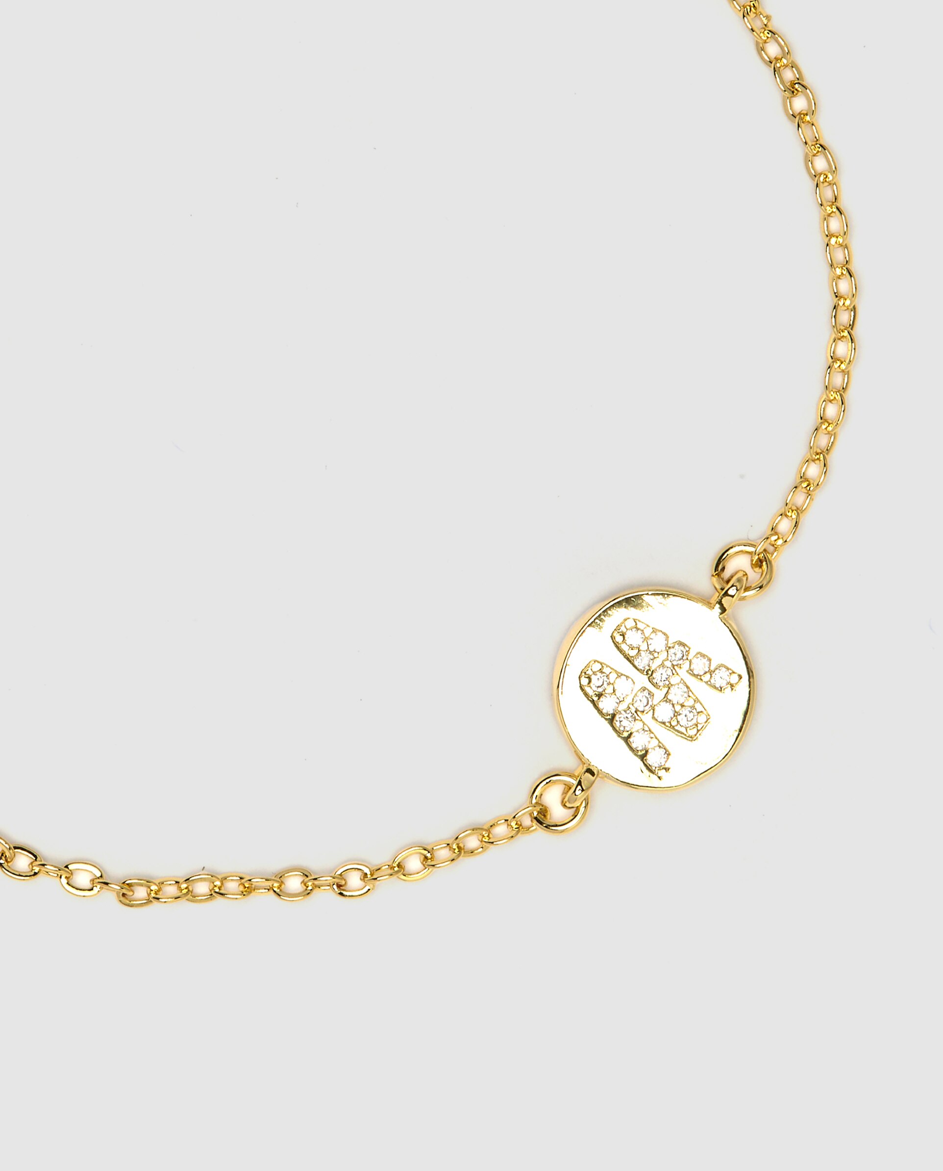Pulseira de Corrente Personalizada Letras com Zirconita Brilhante Acabada em Ouro Amarelo de 18k - M Dourado-6