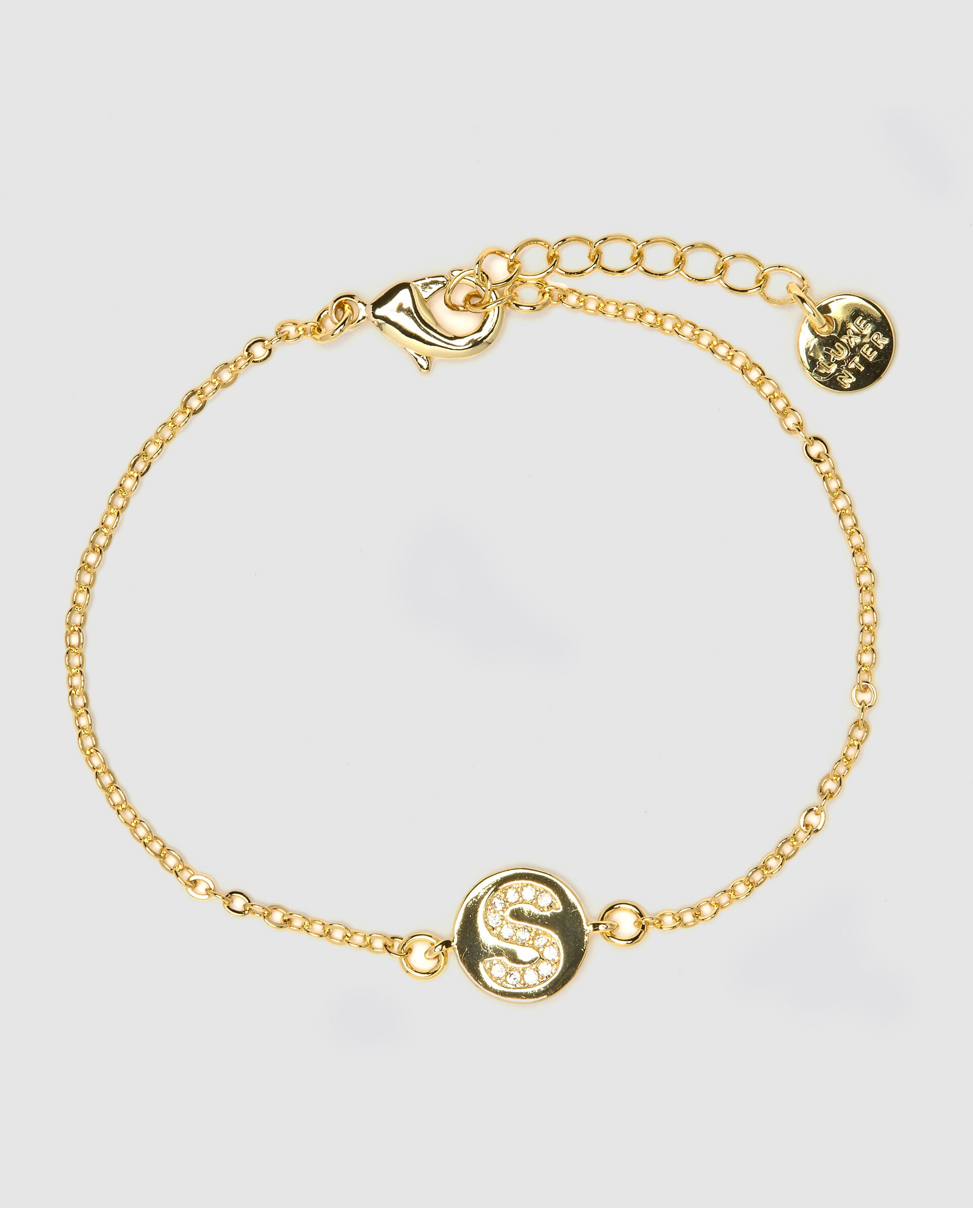 Pulseira de Corrente Personalizada Letras com Zirconita Brilhante Acabada em Ouro Amarelo de 18k - S Dourado-2