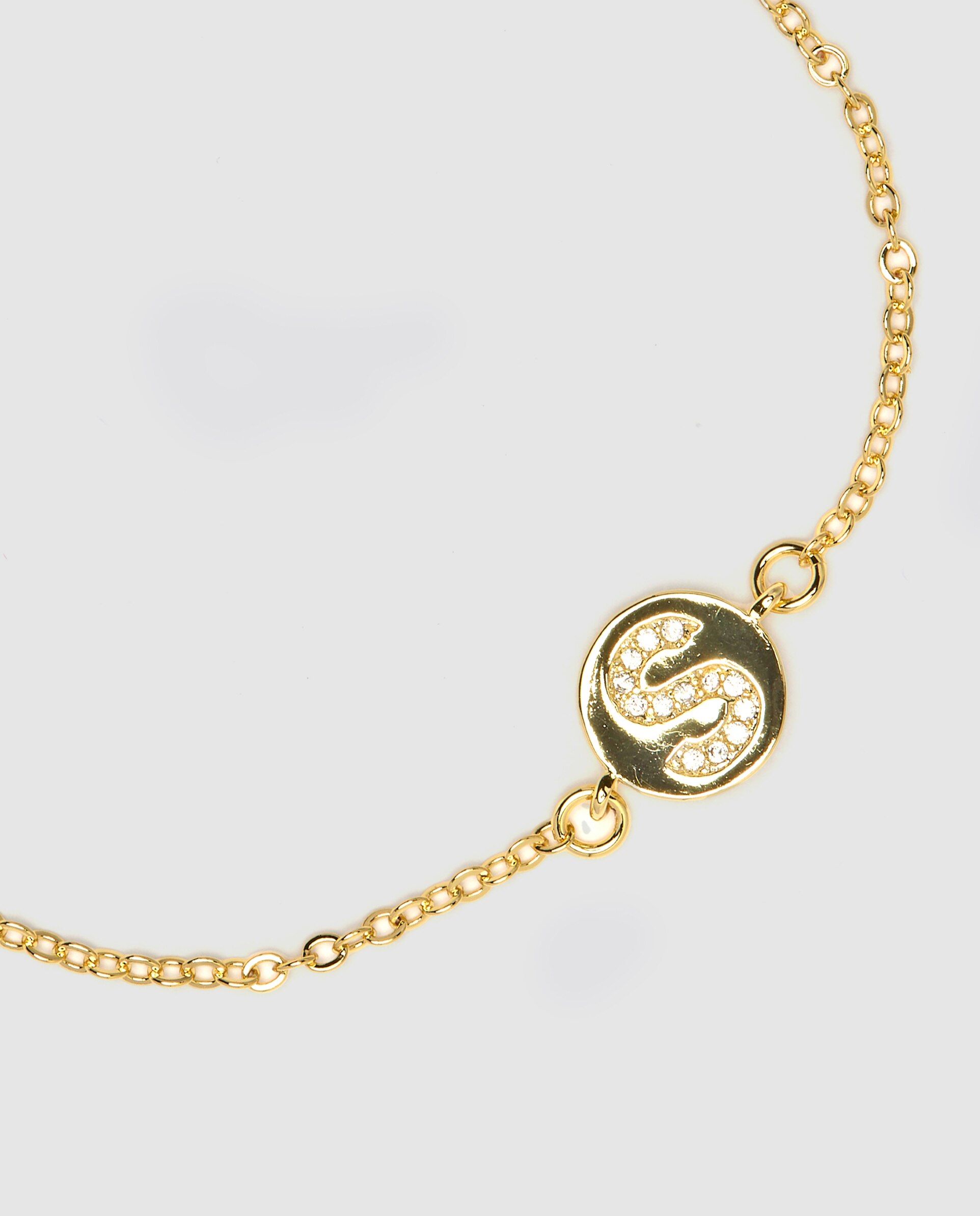 Pulseira de Corrente Personalizada Letras com Zirconita Brilhante Acabada em Ouro Amarelo de 18k - S Dourado-3