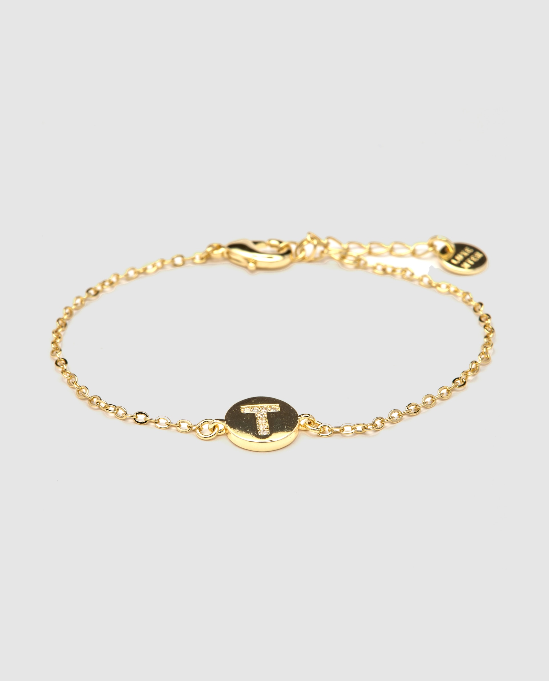 Imagem 0 de Pulseira Personalizada Letras com Zirconita Brilhante Acabada em Ouro Amarelo de 18k - T