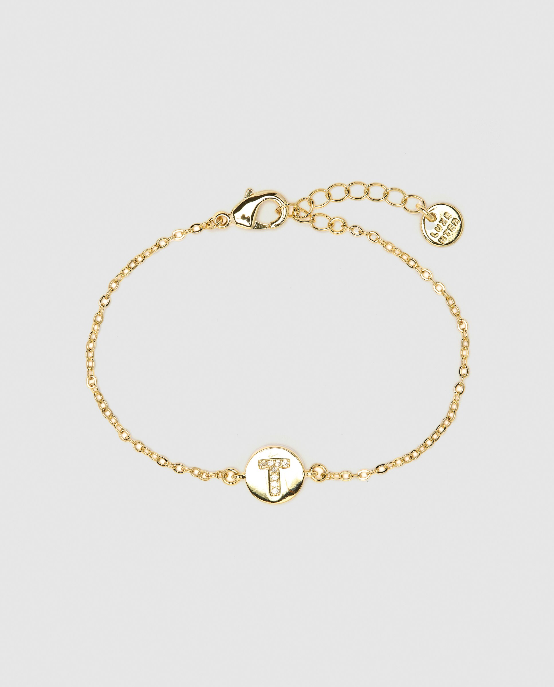 Pulseira de Corrente Personalizada Letras com Zirconita Brilhante Acabada em Ouro Amarelo de 18k - T Dourado-2