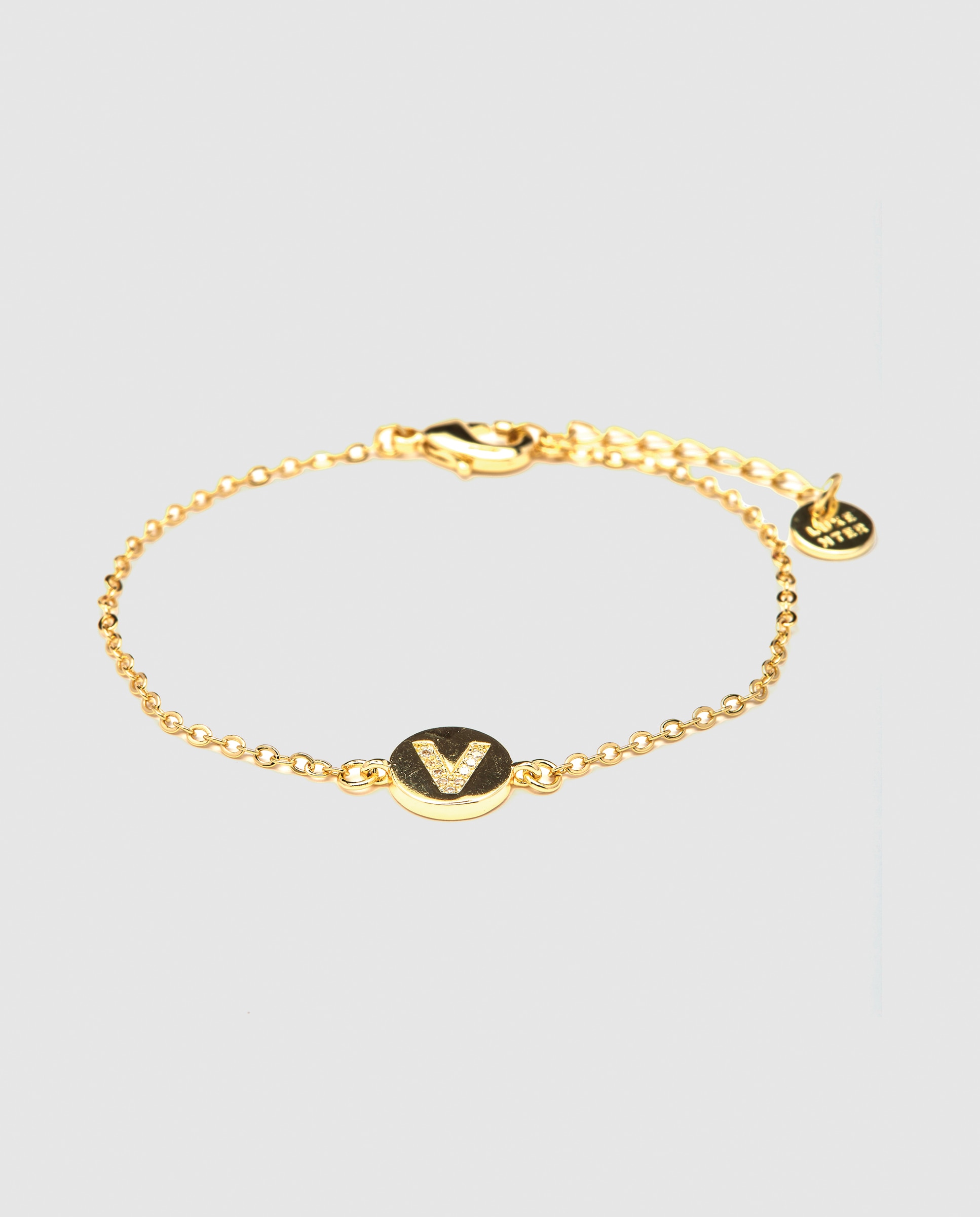 Imagem 0 de Pulseira de Corrente Personalizada Letras com Zirconita Brilhante Acabada em Ouro Amarelo de 18k