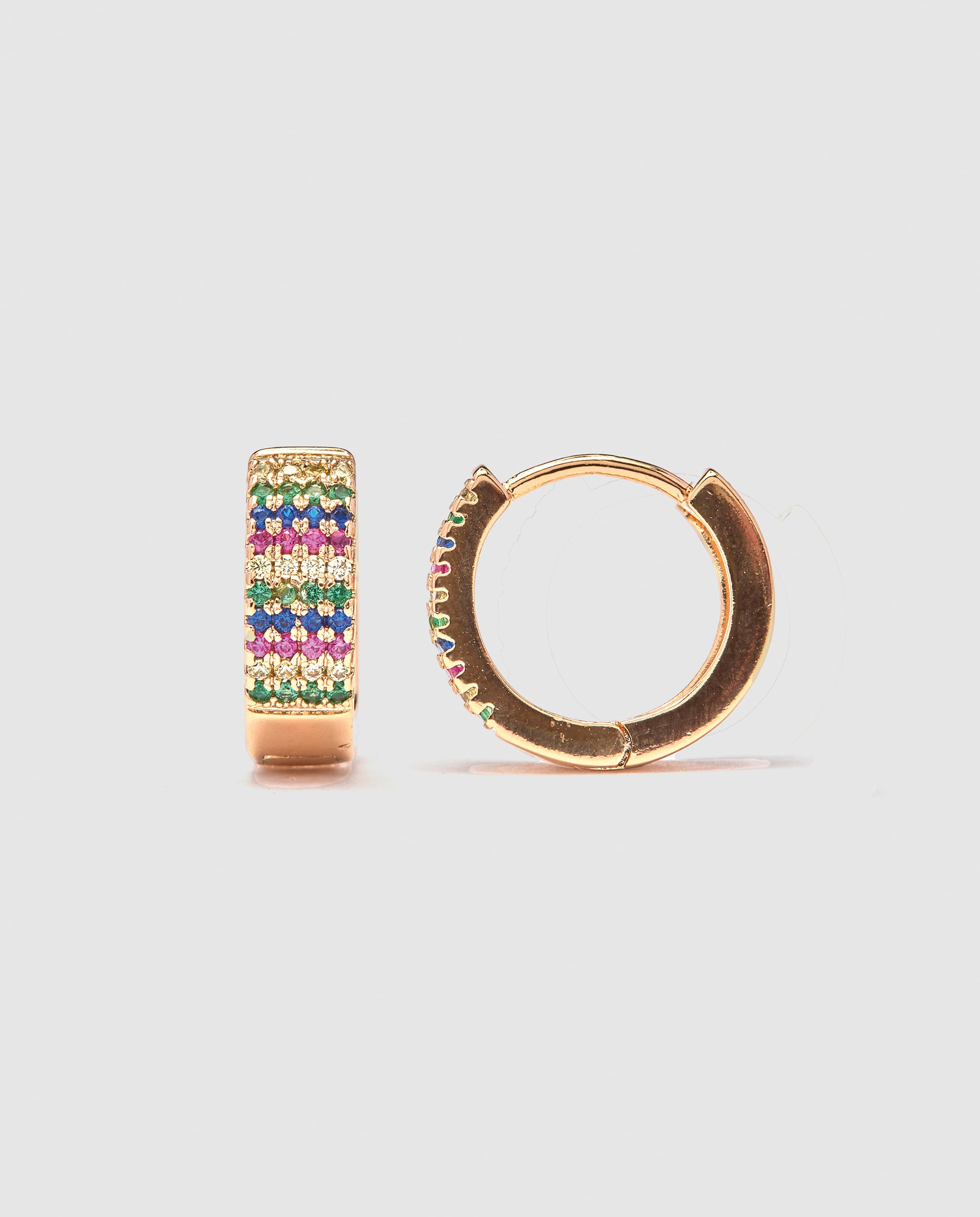 Brincos de Aro África Acabados em Ouro Amarelo de 18 Quilates com Zirconita Multicolor Ouro-1