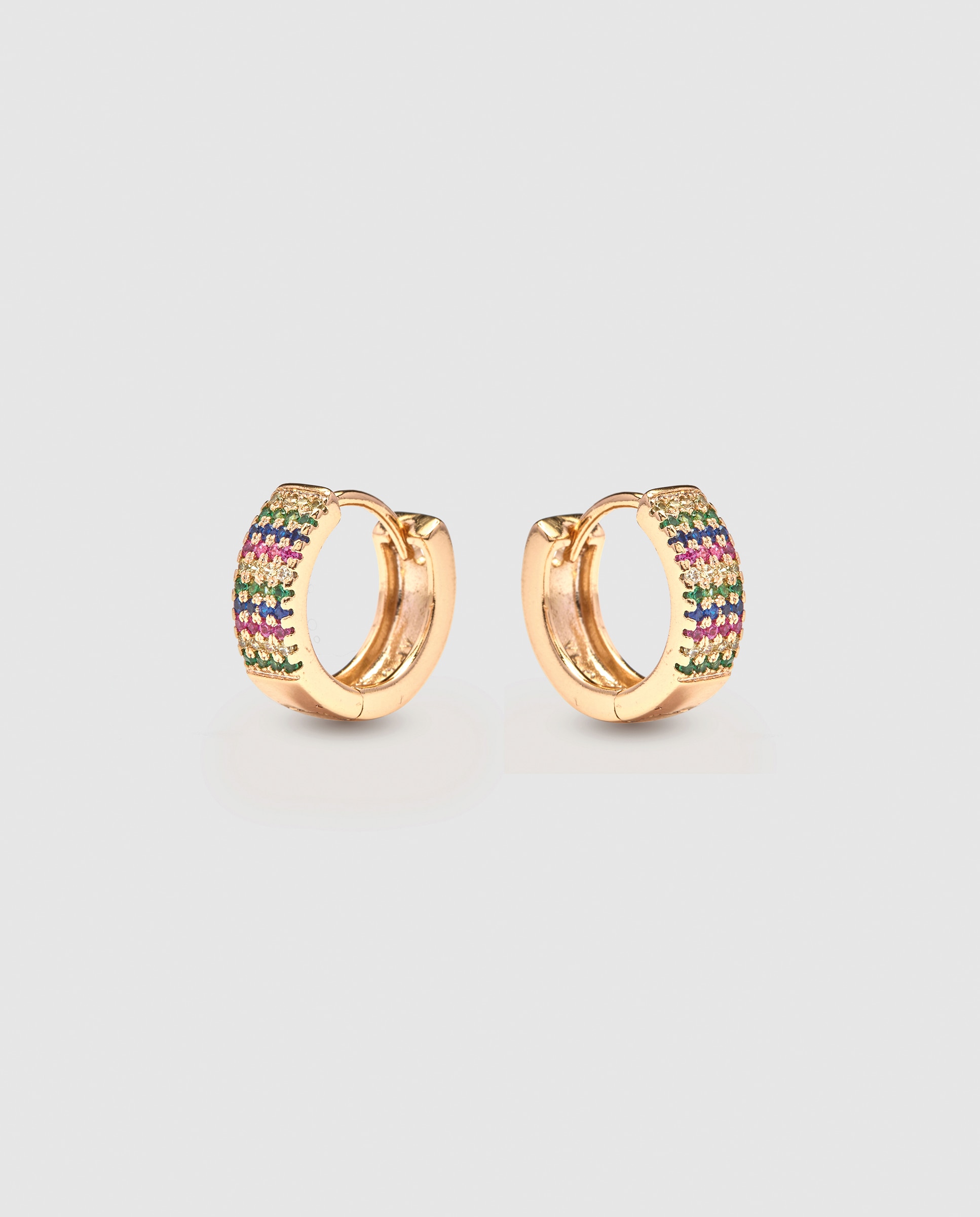 Brincos de Aro África Acabados em Ouro Amarelo de 18 Quilates com Zirconita Multicolor Ouro-4