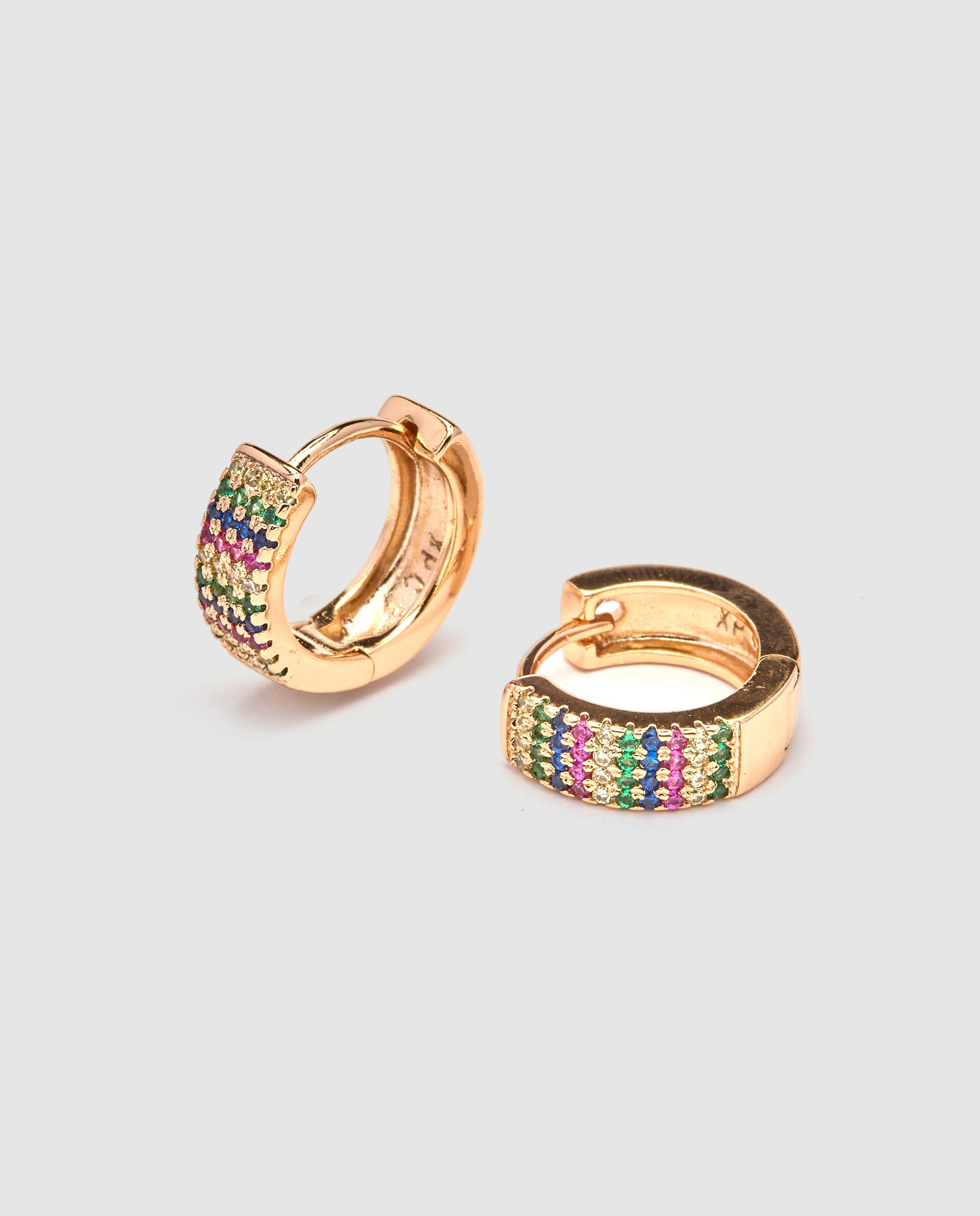 Brincos de Aro África Acabados em Ouro Amarelo de 18 Quilates com Zirconita Multicolor Ouro-5