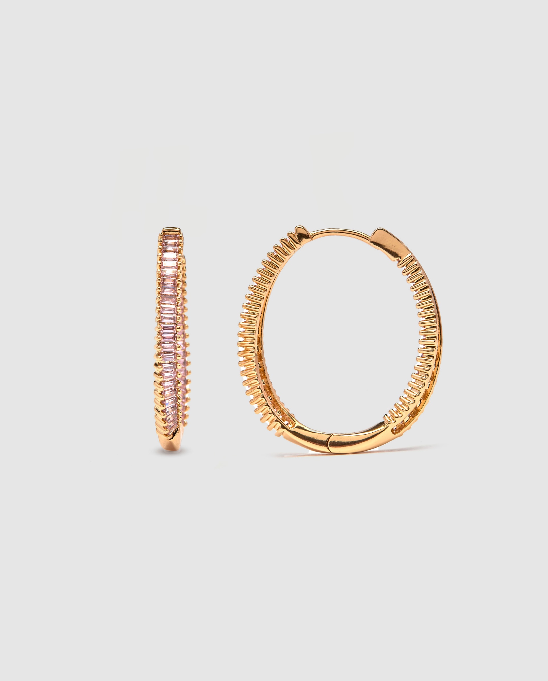Brincos de Aro África Acabados em Ouro Amarelo de 18 Quilates com Zirconita Rosa Rosa-1