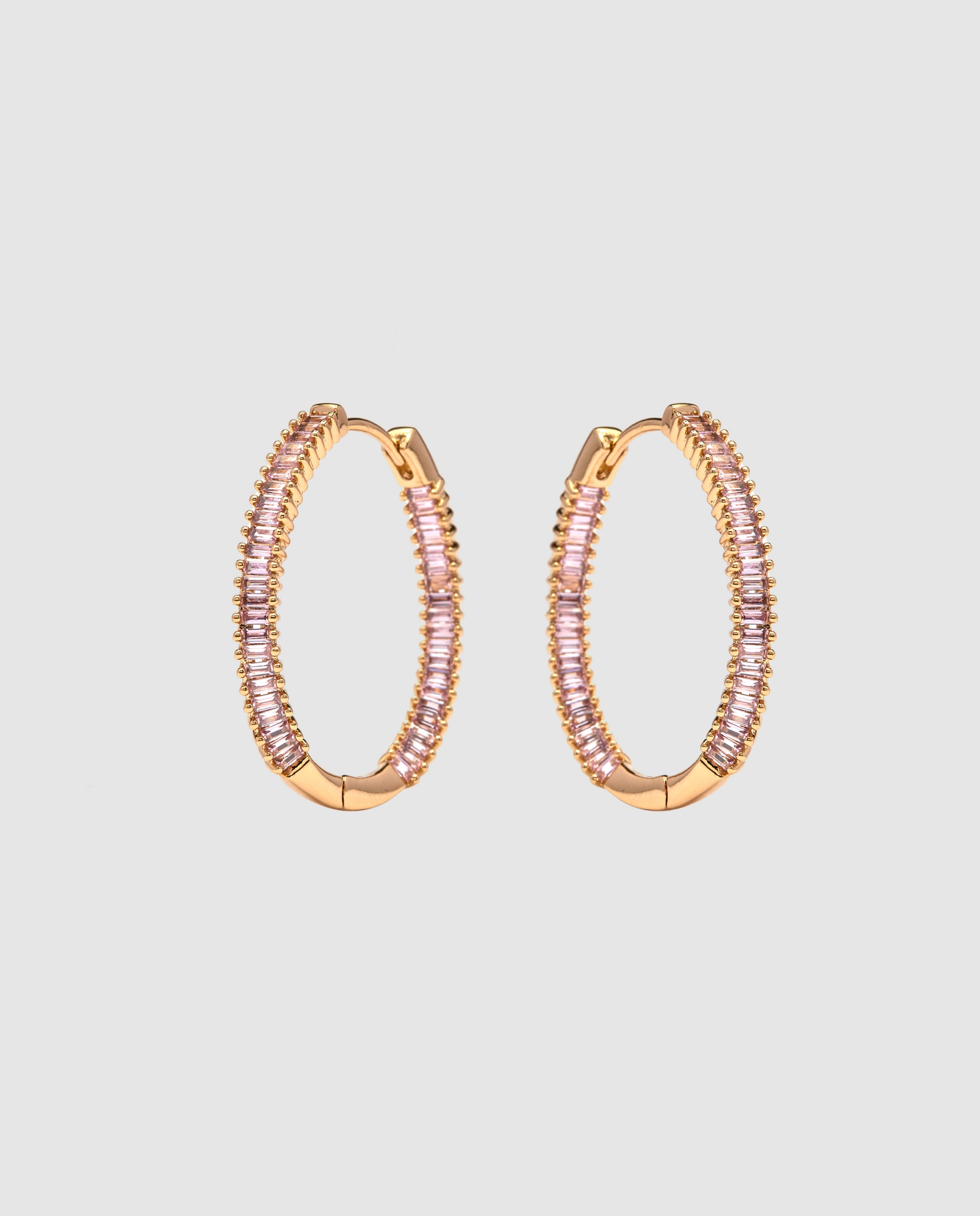 Brincos de Aro África Acabados em Ouro Amarelo de 18 Quilates com Zirconita Rosa Rosa-4