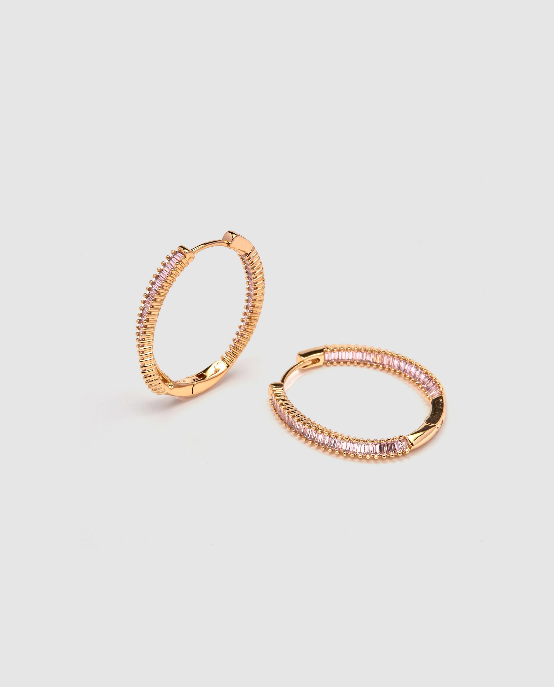 Brincos de Aro África Acabados em Ouro Amarelo de 18 Quilates com Zirconita Rosa Rosa-5