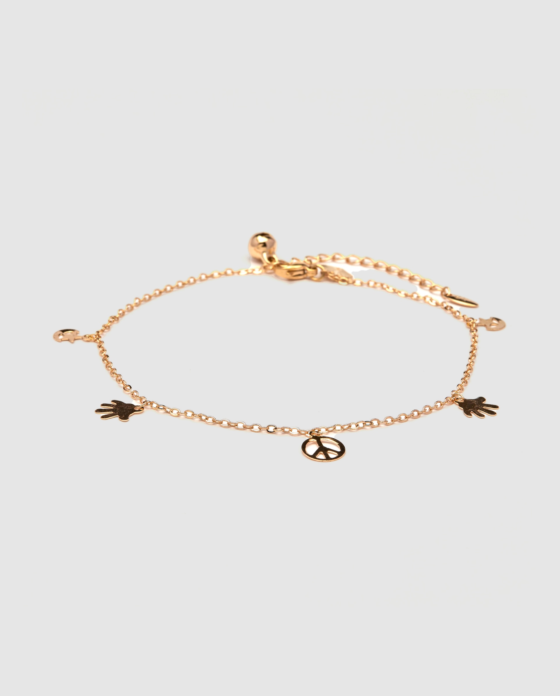 Pulseira de Corrente África Acabada em Ouro Amarelo de 18 Quilates Dourado-1
