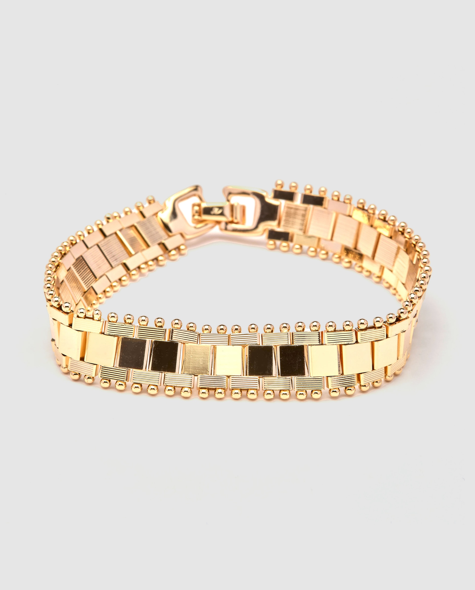 Pulseira de Corrente África Acabada em Ouro Amarelo de 18 Quilates Dourado-1