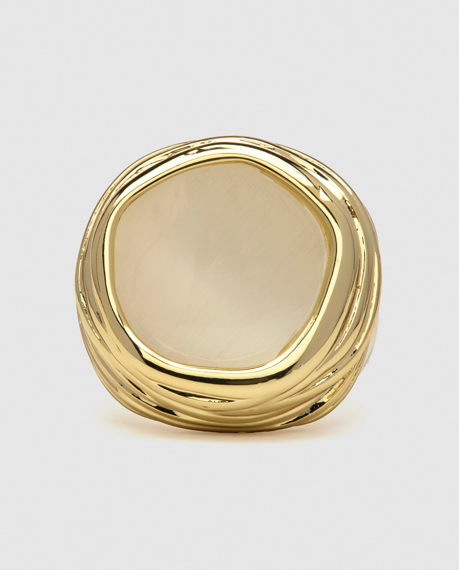 Anel Africa com Olho de Gato em Branco Acabado em Ouro Amarelo de 18k Dourado-6