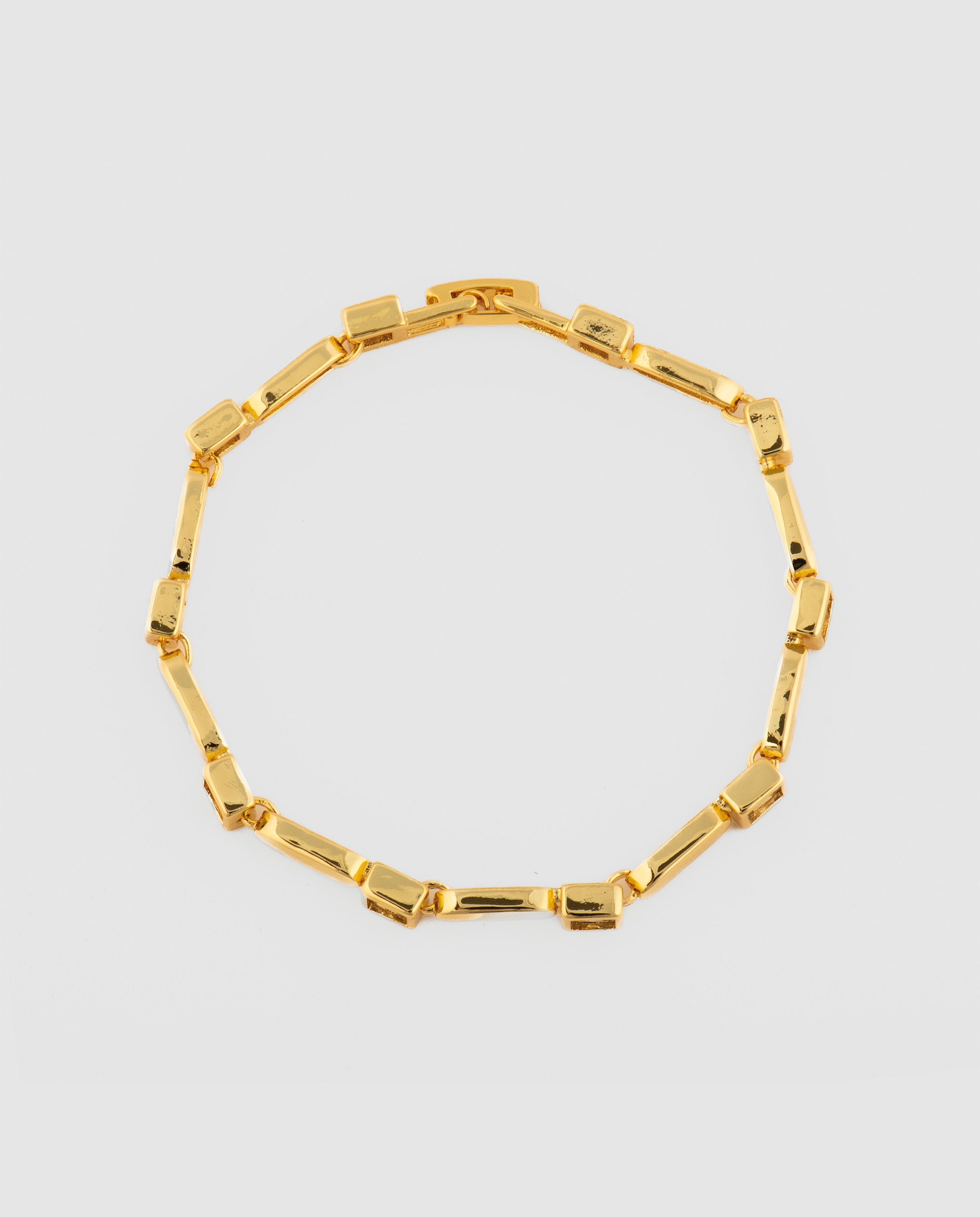 Pulseira de Corrente África Acabada em Ouro Amarelo de 18 Quilates com Zirconita Brilhante Amarelo-4