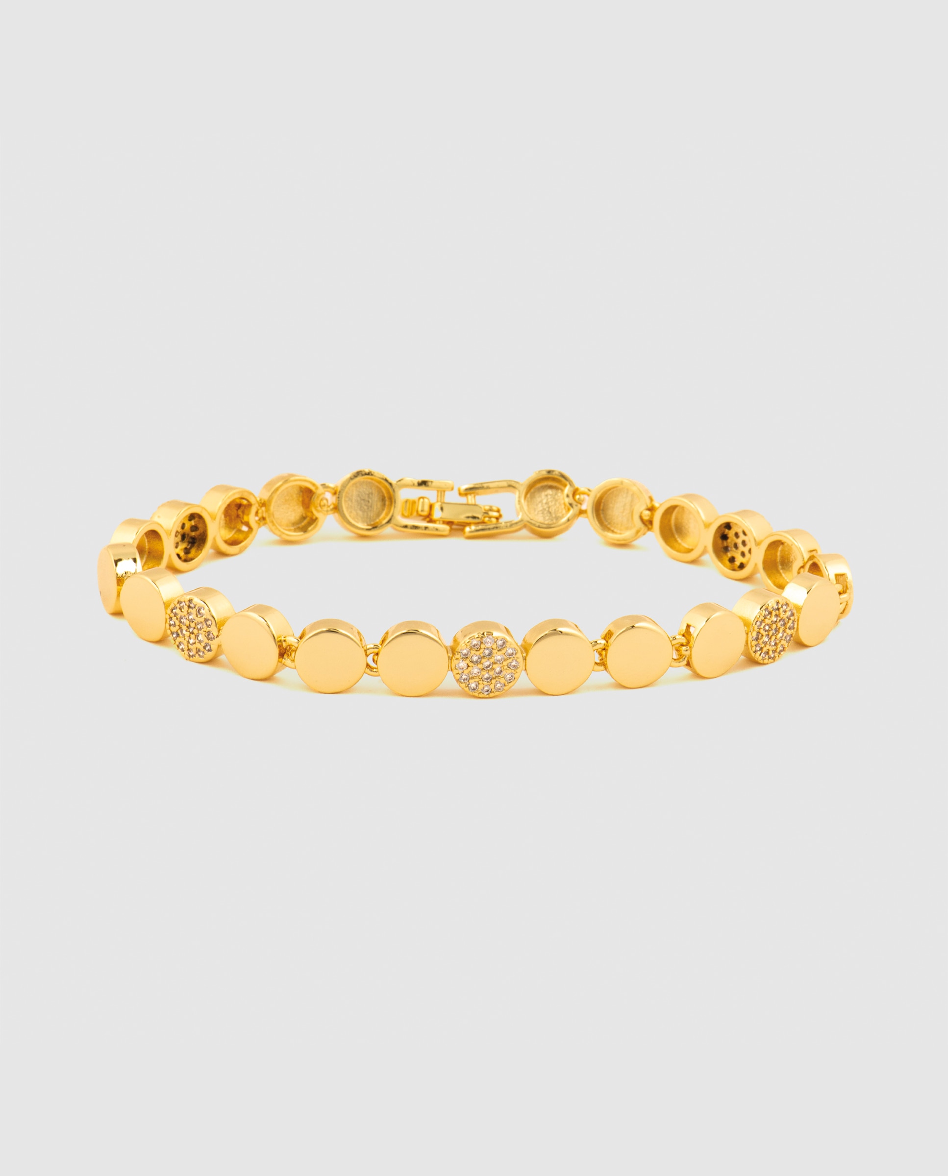 Pulseira de Corrente África Acabada em Ouro Amarelo de 18 Quilates com Zirconita Brilhante Ouro-1