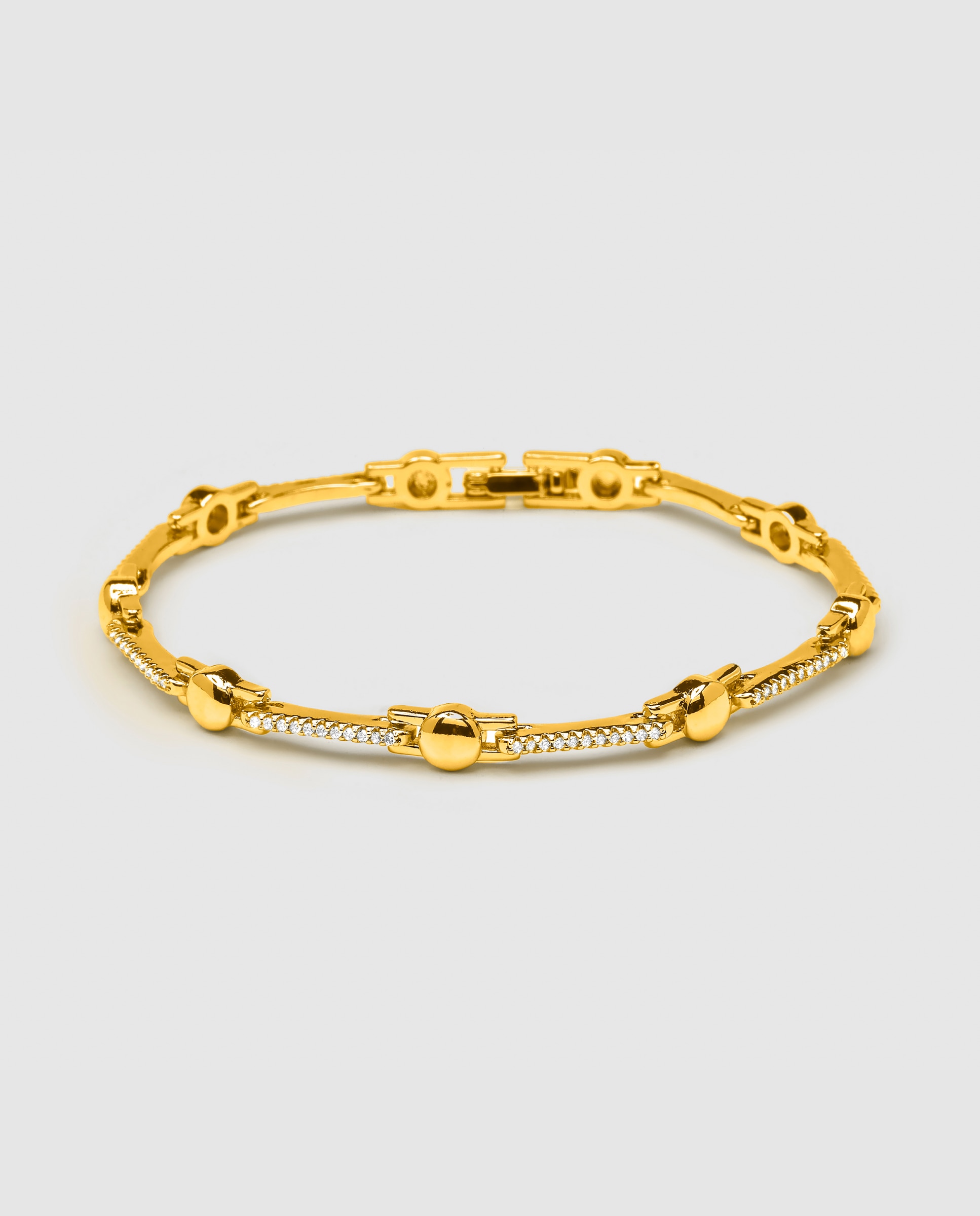 Pulseira de Corrente África Acabada em Ouro Amarelo de 18 Quilates com Zirconita Brilhante Ouro-1