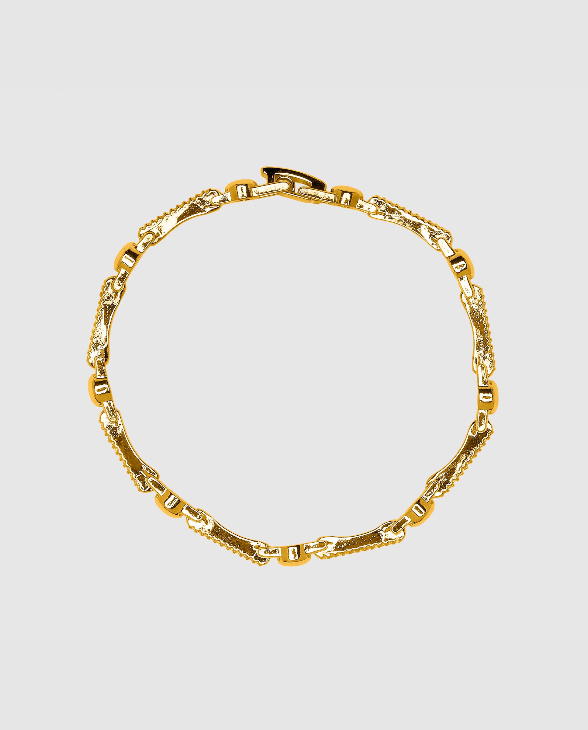 Pulseira de Corrente África Acabada em Ouro Amarelo de 18 Quilates com Zirconita Brilhante Ouro-3