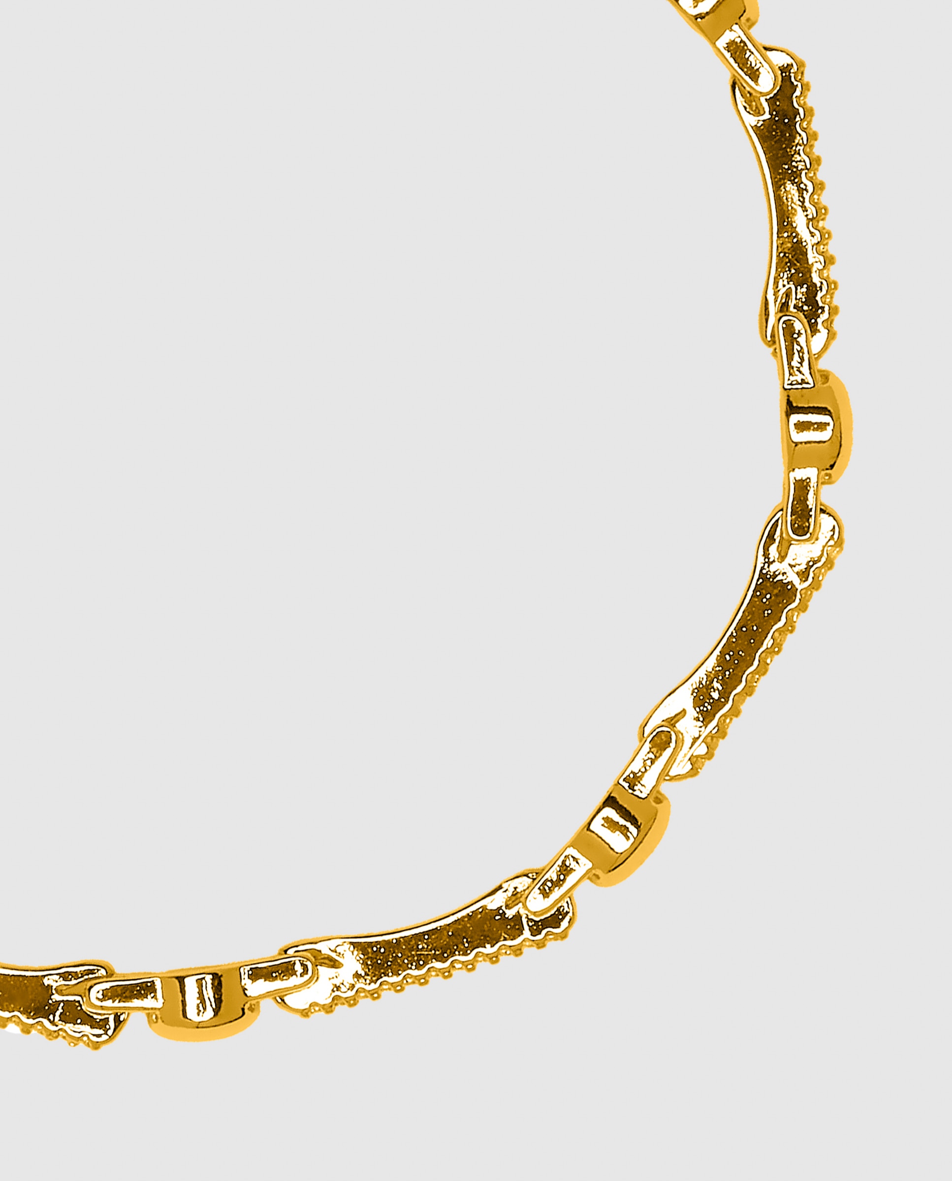 Pulseira de Corrente África Acabada em Ouro Amarelo de 18 Quilates com Zirconita Brilhante Ouro-5