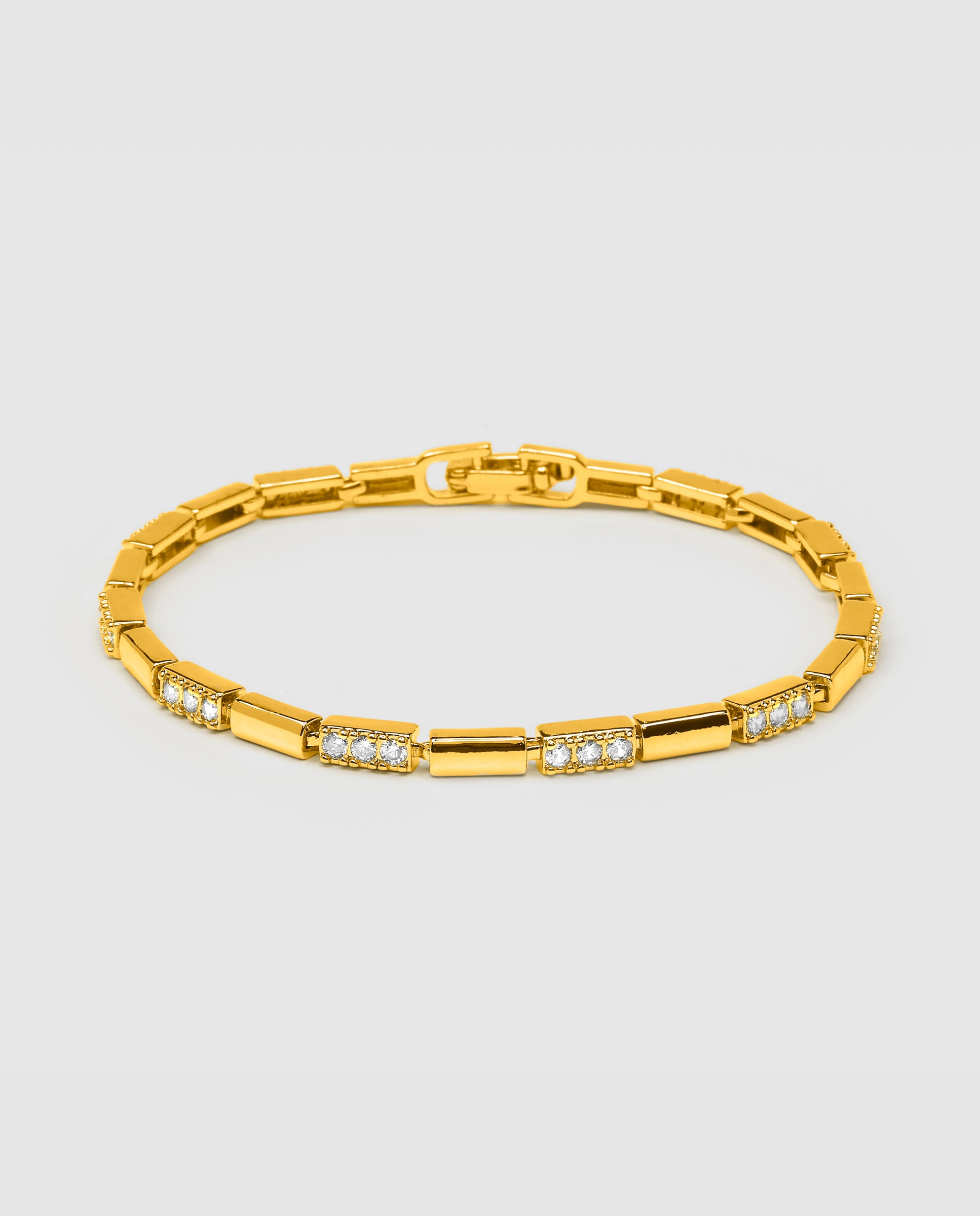 Pulseira de Corrente África Acabada em Ouro Amarelo de 18 Quilates com Zirconita Brilhante Amarelo-1