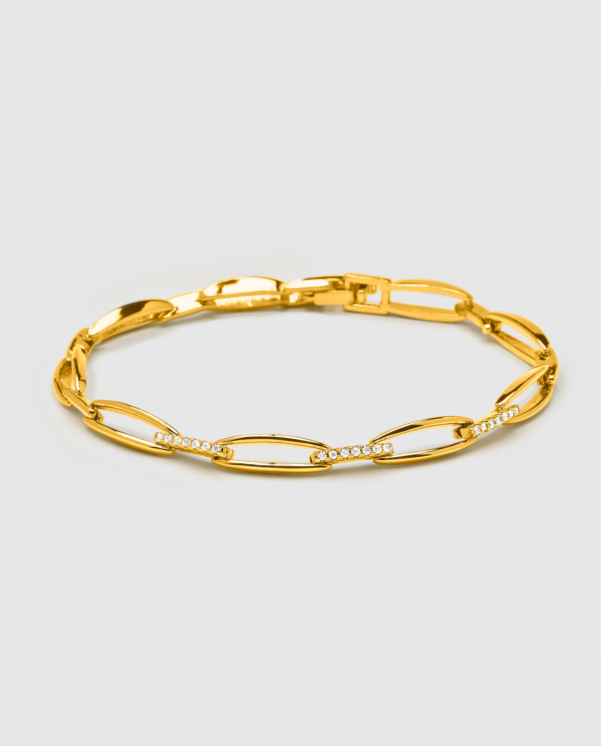 Imagem 0 de Pulseira de Corrente África Acabada em Ouro Amarelo de 18 Quilates com Zirconita Brilhante
