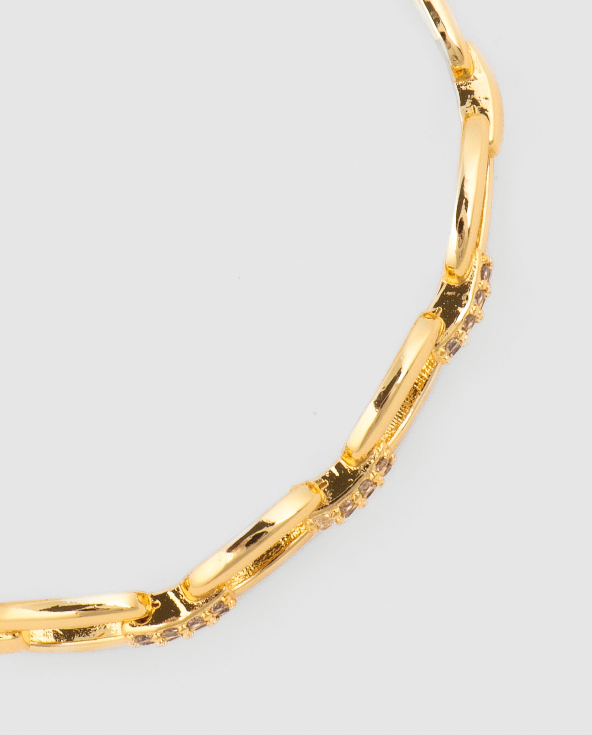 Pulseira de Elos África Acabada em Ouro Amarelo de 18 Quilates com Zirconita Brilhante Ouro-5