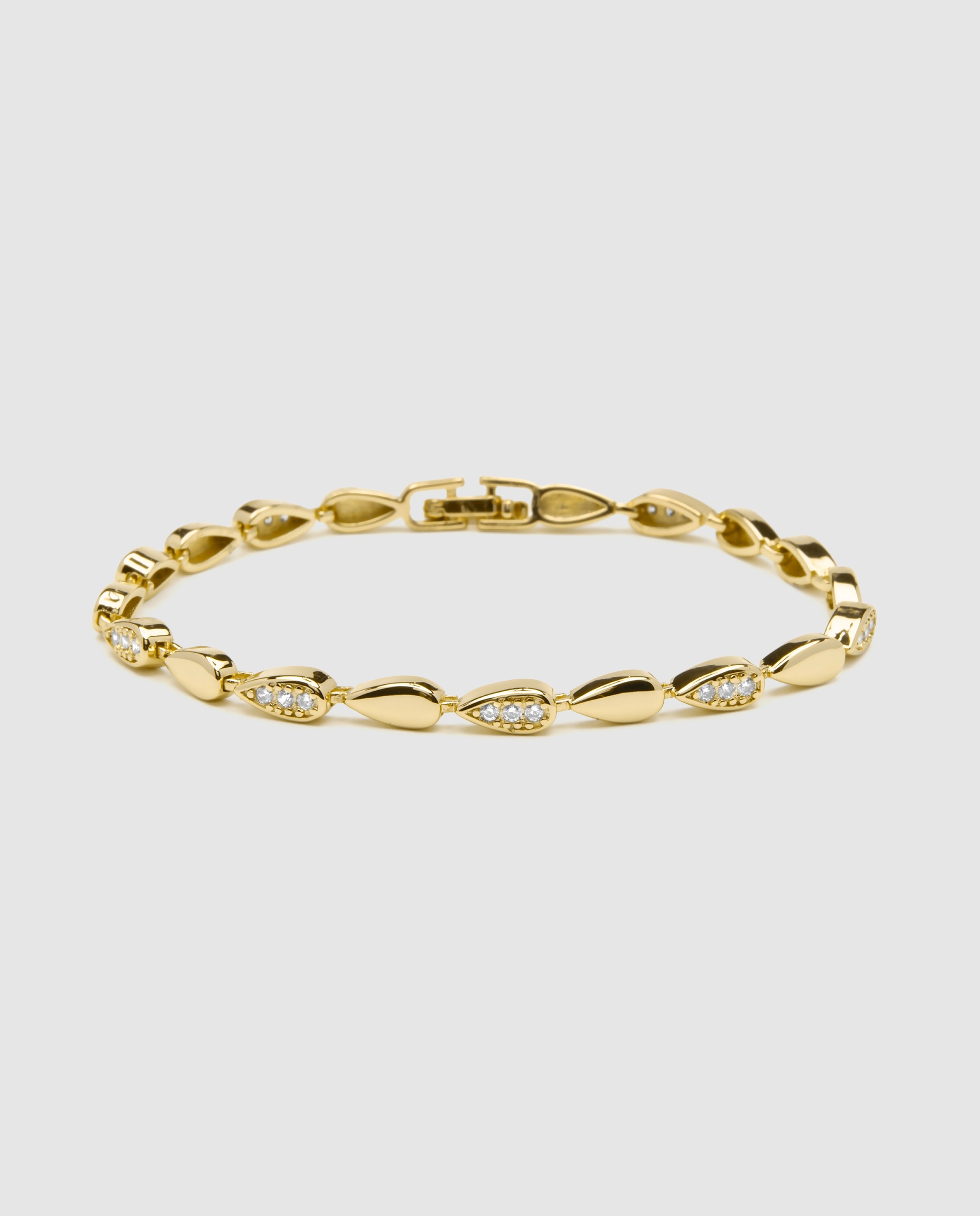 Pulseira de Elos África Acabada em Ouro Amarelo de 18 Quilates com Zirconita Brilhante Amarelo-1