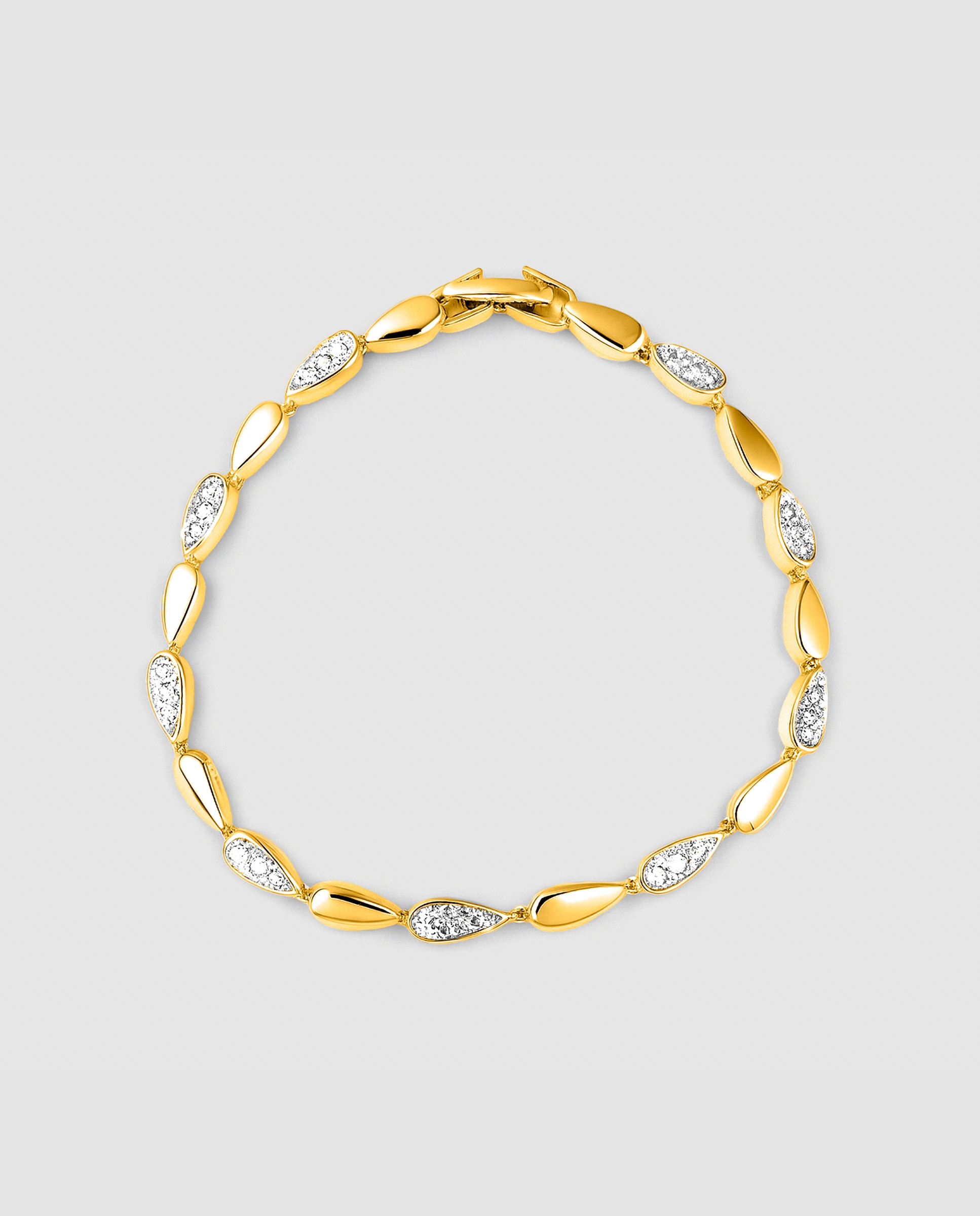 Pulseira de Elos África Acabada em Ouro Amarelo de 18 Quilates com Zirconita Brilhante Amarelo-3