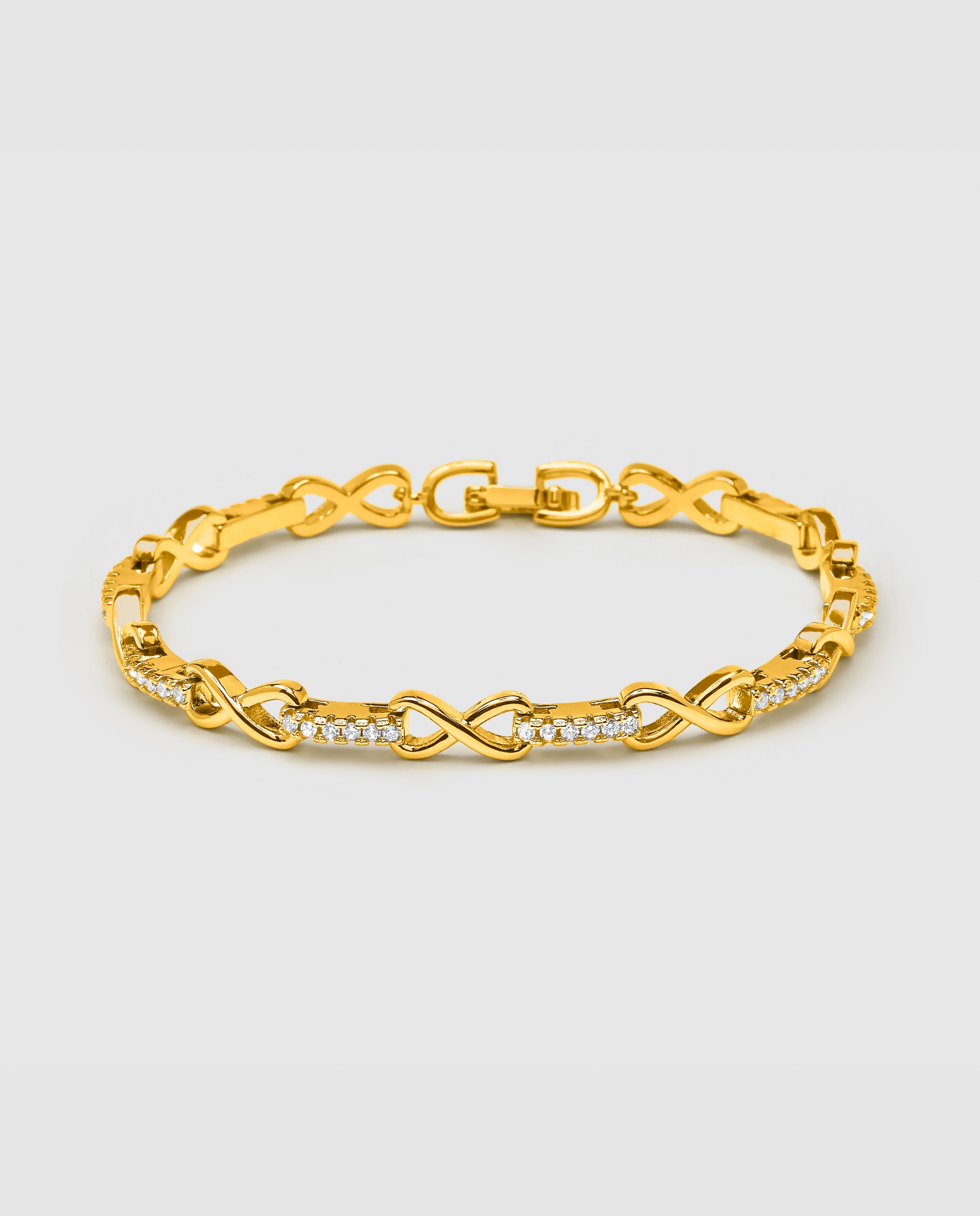 Pulseira de Corrente África Acabada em Ouro Amarelo de 18 Quilates com Zirconita Brilhante Ouro-1