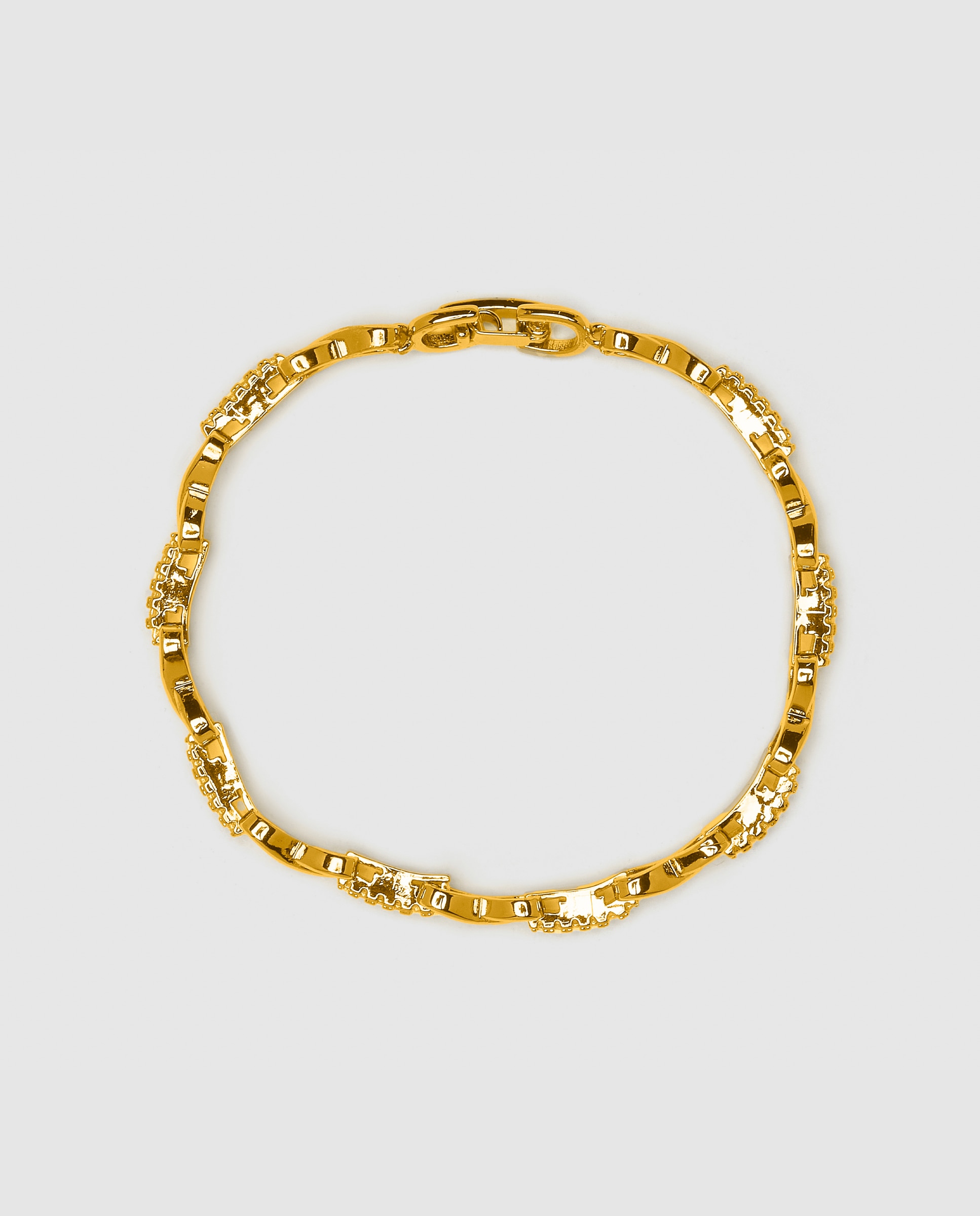 Pulseira de Corrente África Acabada em Ouro Amarelo de 18 Quilates com Zirconita Brilhante Ouro-3