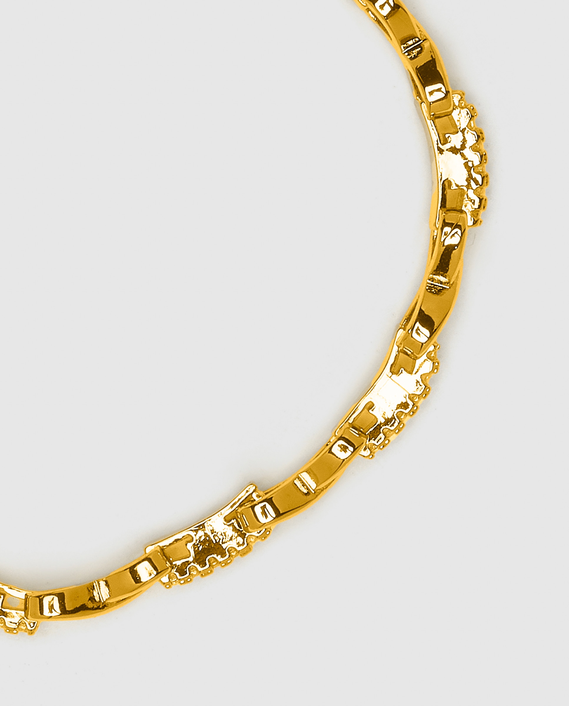 Pulseira de Corrente África Acabada em Ouro Amarelo de 18 Quilates com Zirconita Brilhante Ouro-5