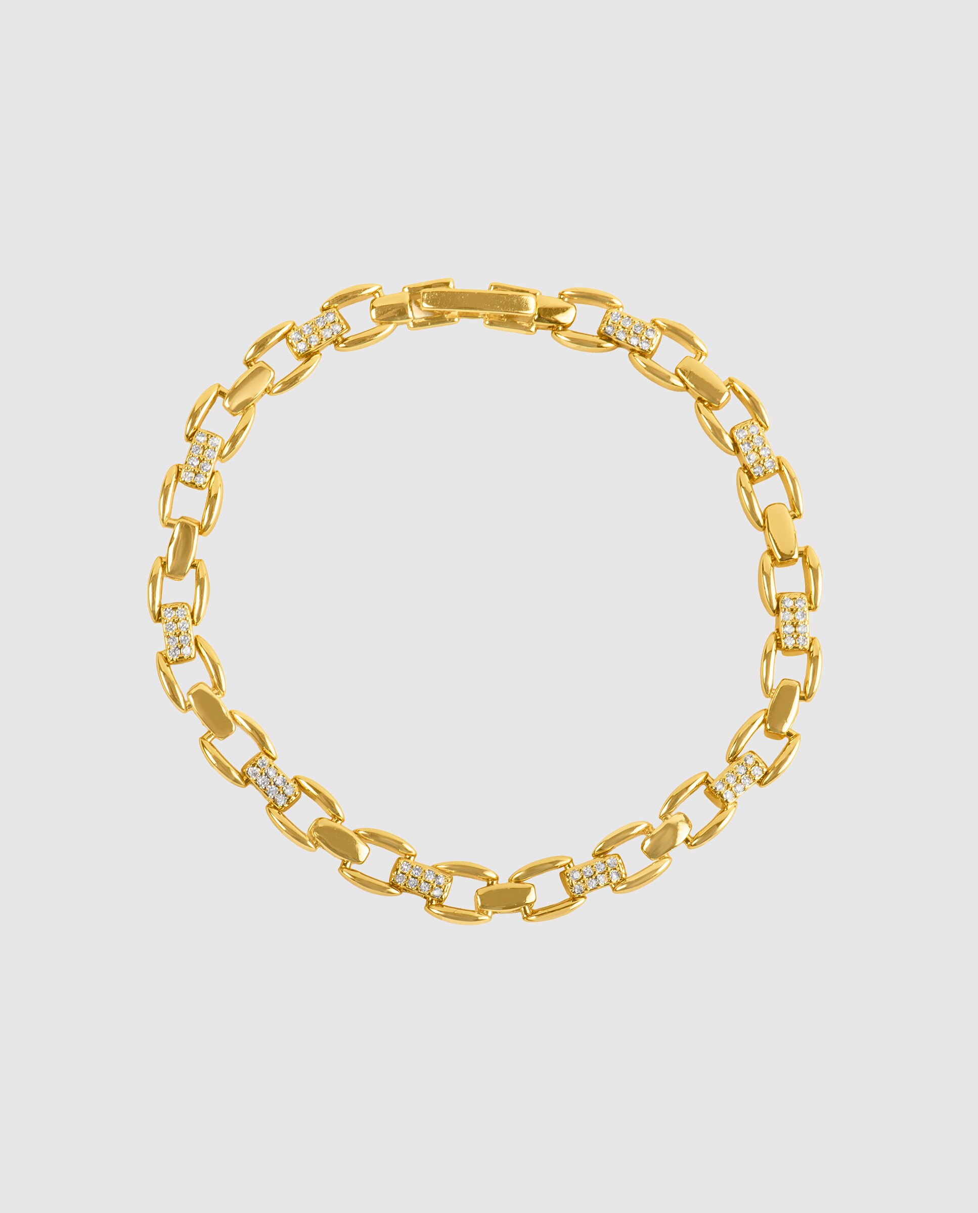 Pulseira de Corrente África Acabada em Ouro Amarelo de 18 Quilates com Zirconita Brilhante Ouro-2