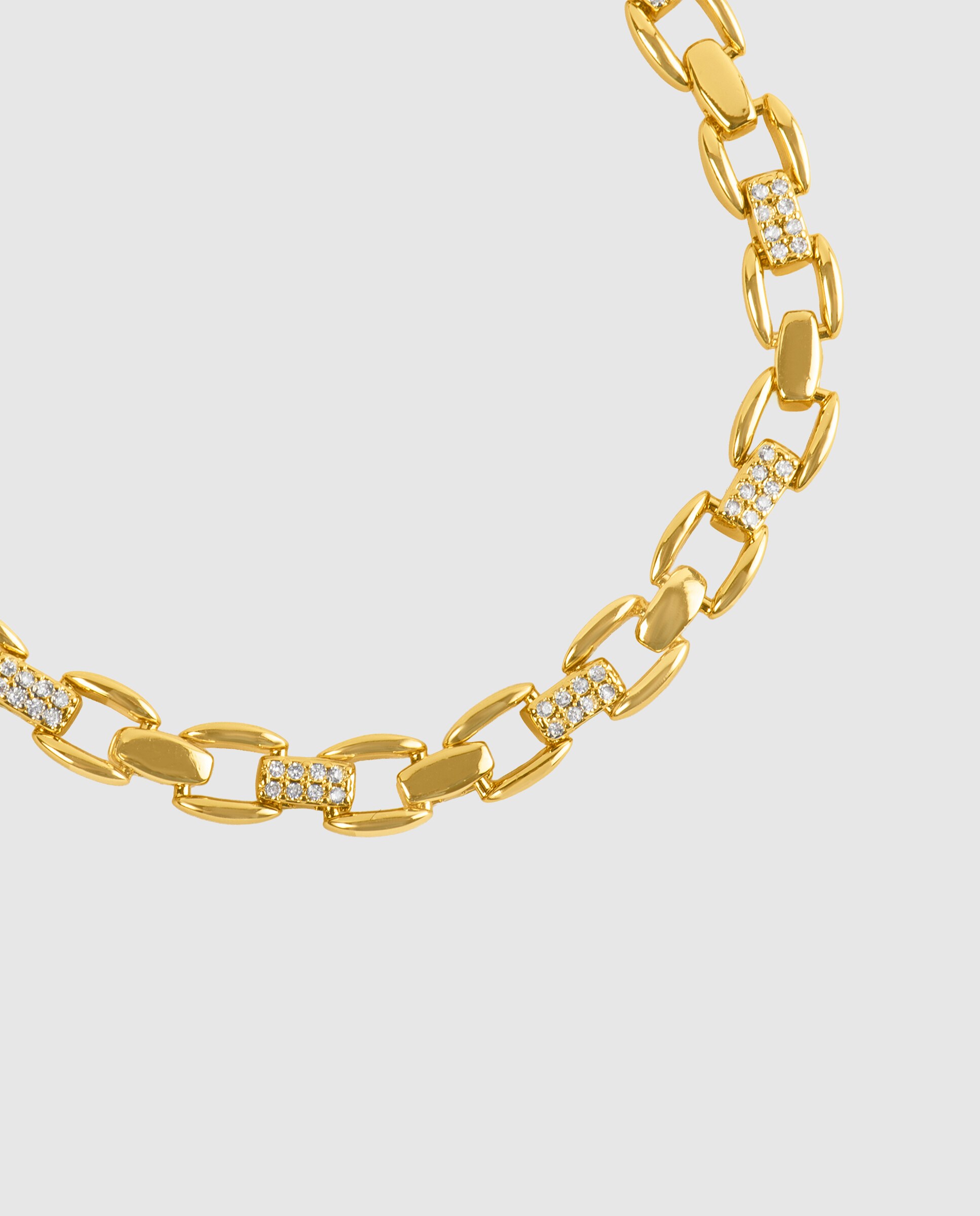 Pulseira de Corrente África Acabada em Ouro Amarelo de 18 Quilates com Zirconita Brilhante Ouro-3