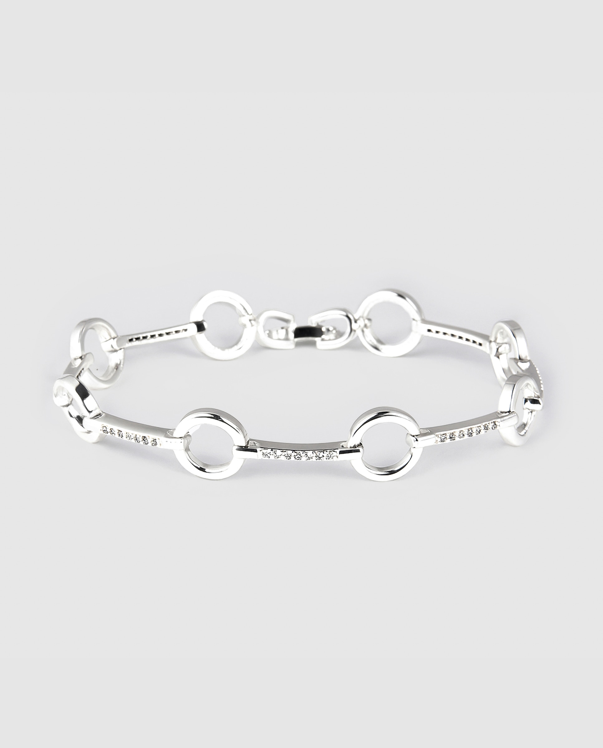 Pulseira de Corrente África Acabada em Ródio com Zirconita Brilhante Prata brilhante / Transparente-1