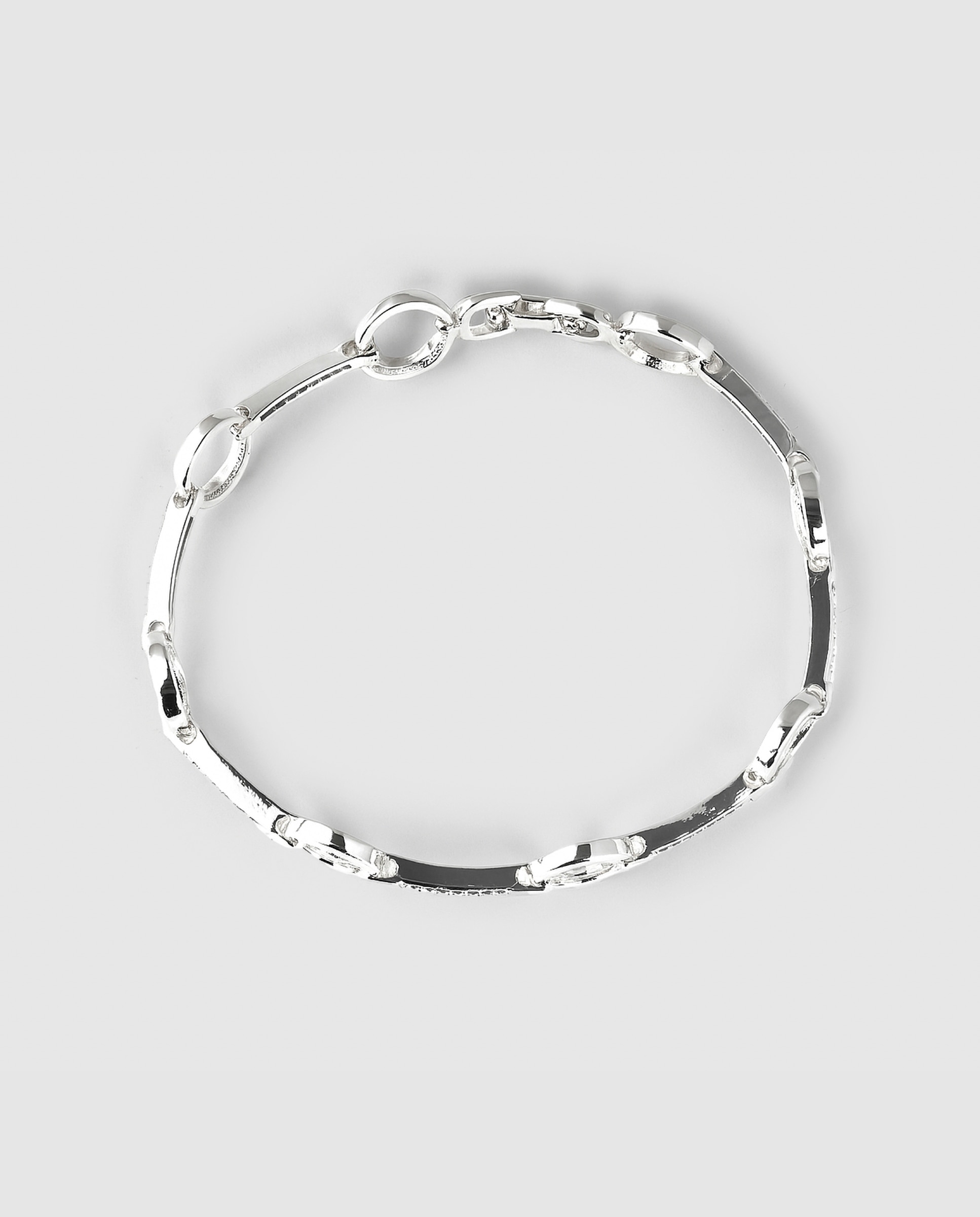 Pulseira de Corrente África Acabada em Ródio com Zirconita Brilhante Prata brilhante / Transparente-4