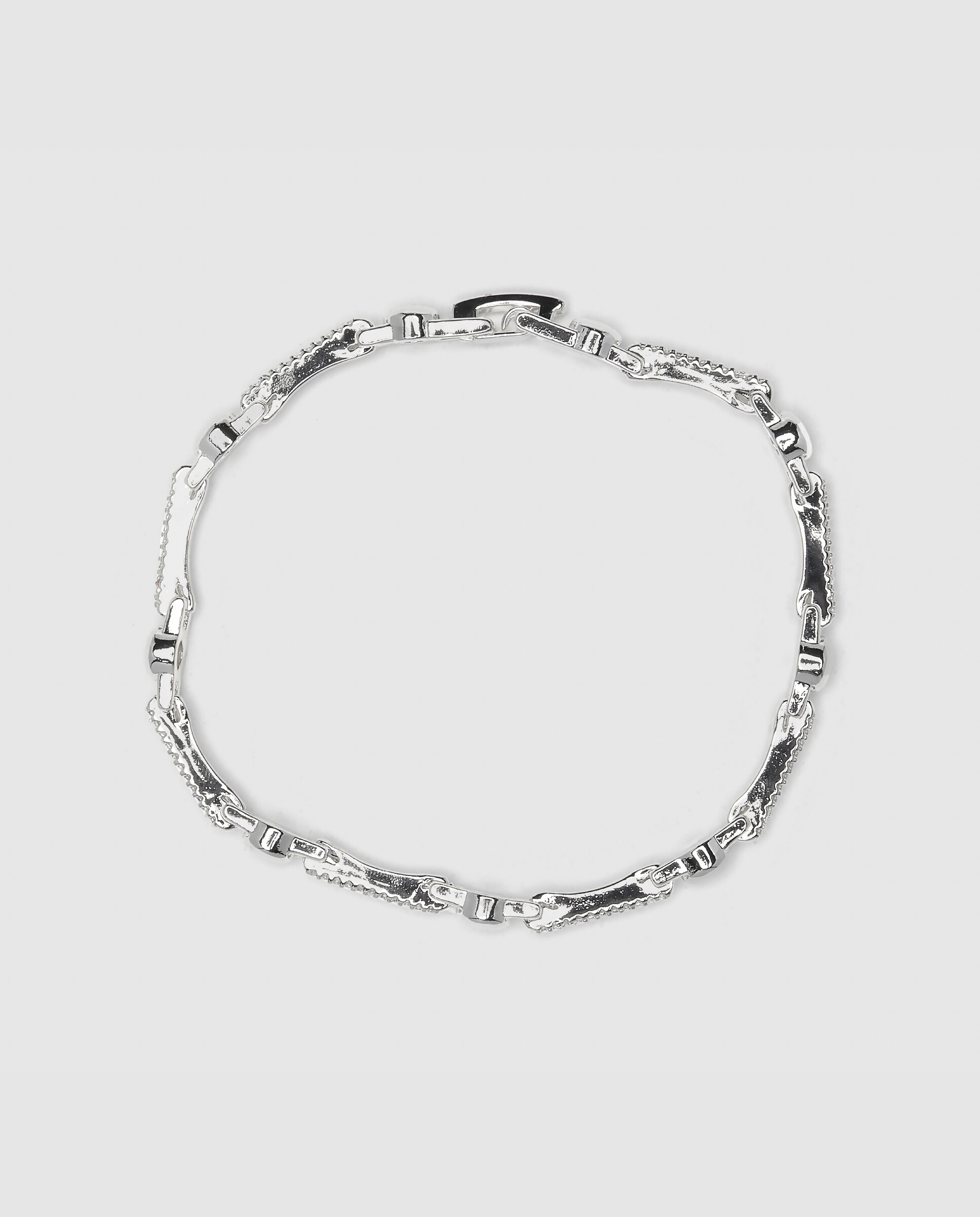 Pulseira de Corrente África Acabada em Prata de Lei 925 com Zirconita Brilhante Ouro / Prata-3
