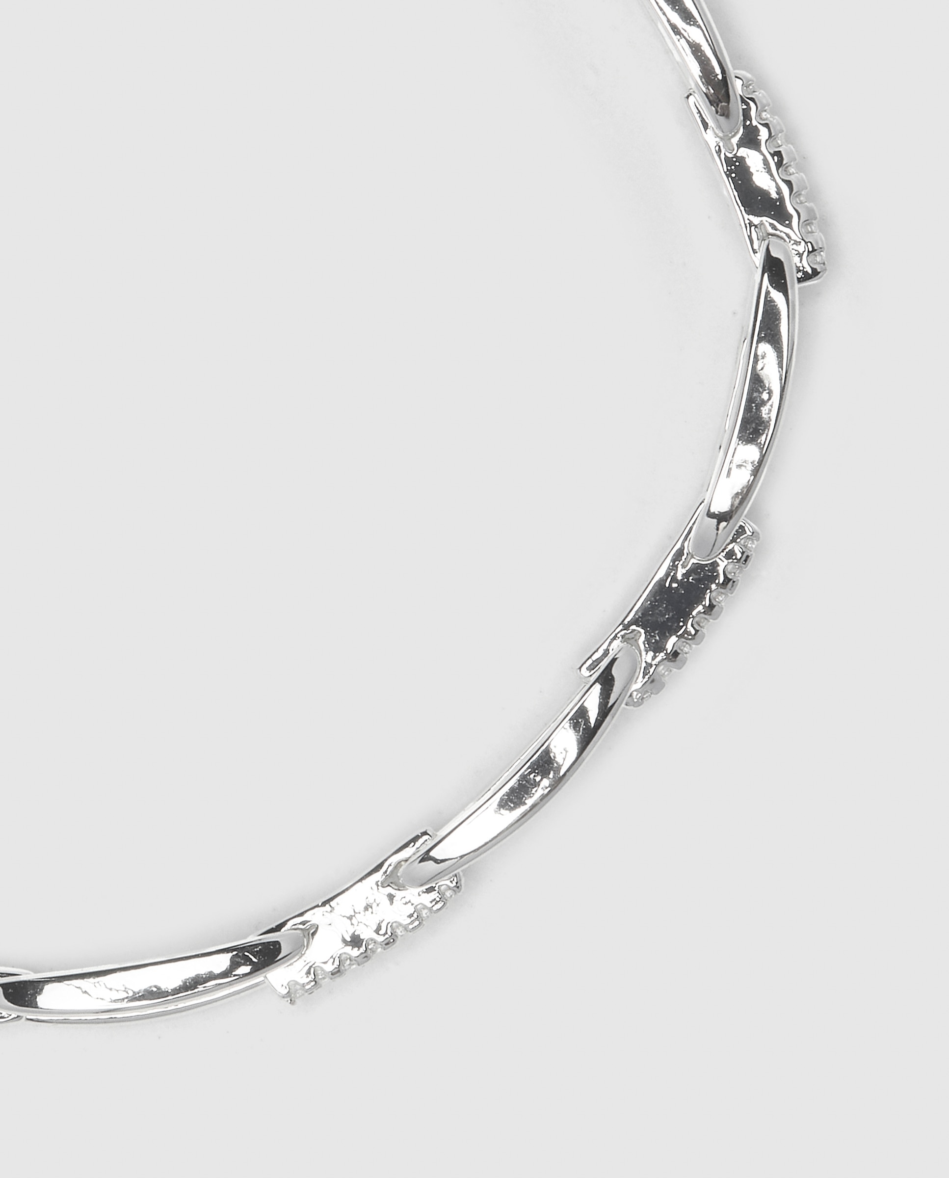 Pulseira de Corrente África Acabada em Prata de Lei 925 com Zirconita Brilhante Prata-3