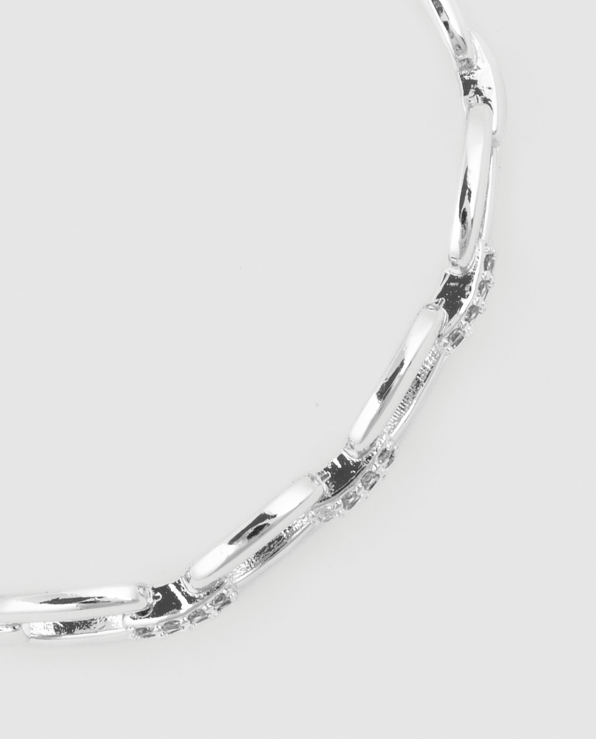 Pulseira de Elos África Acabada em Prata de Lei 925 com Zirconita Brilhante Prata brilhante / Transparente-5