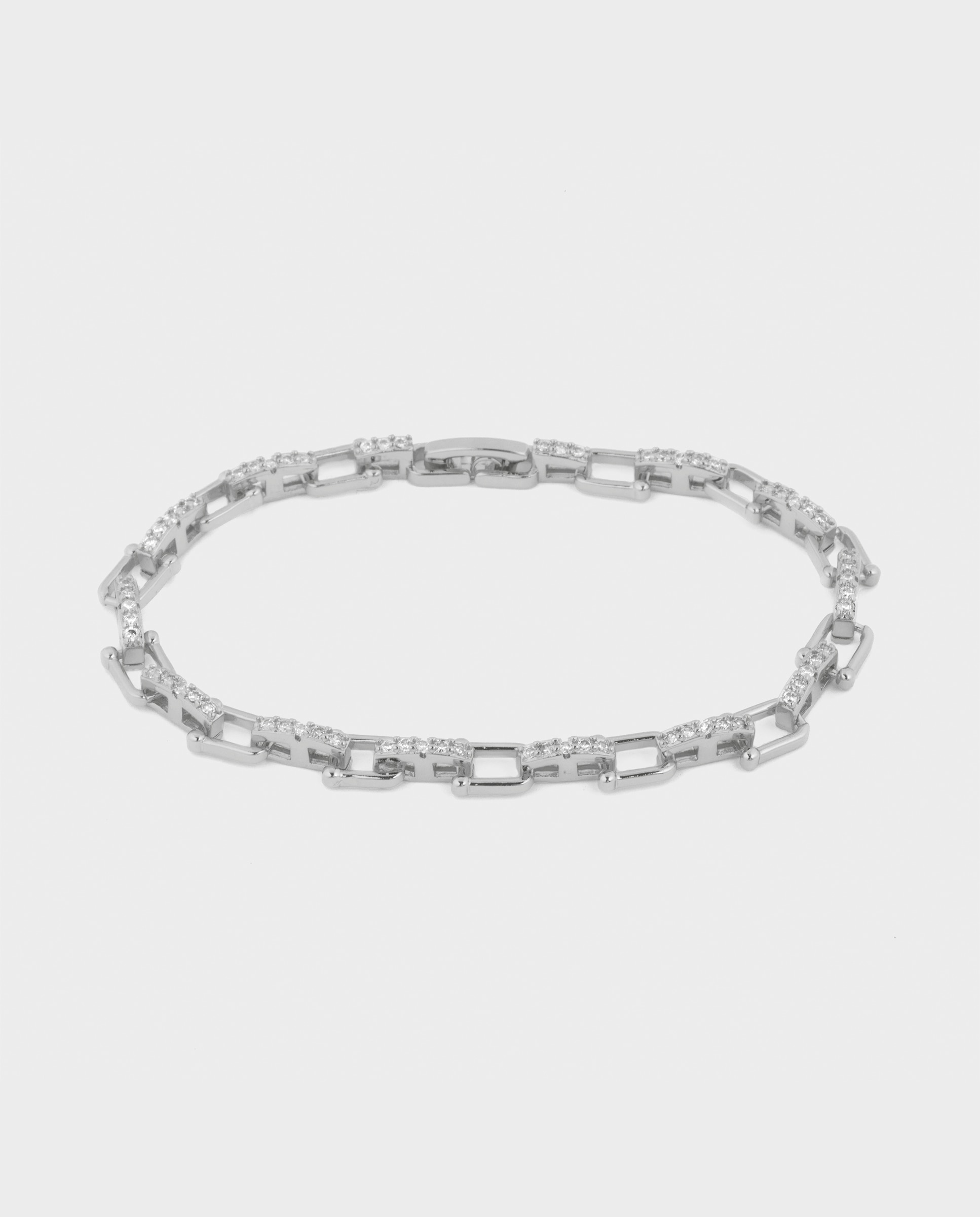 Pulseira de Corrente África Acabada em Prata de Lei 925 com Zirconita Brilhante Ouro / Prata-1