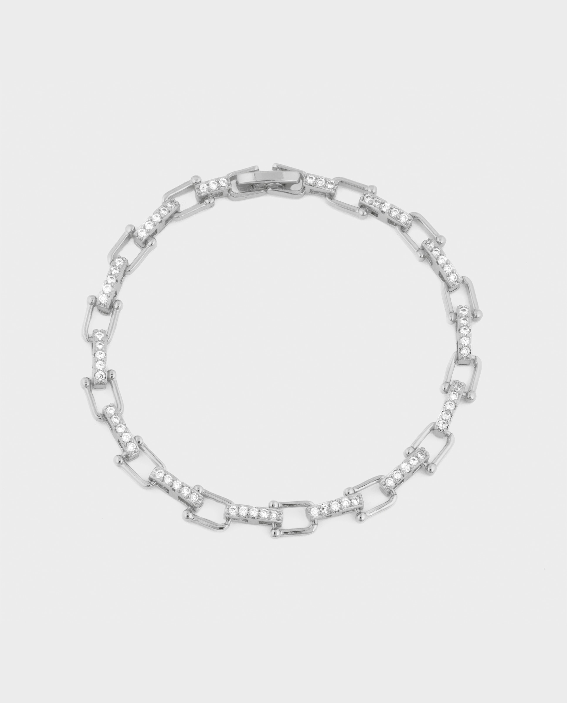 Pulseira de Corrente África Acabada em Prata de Lei 925 com Zirconita Brilhante Ouro / Prata-2
