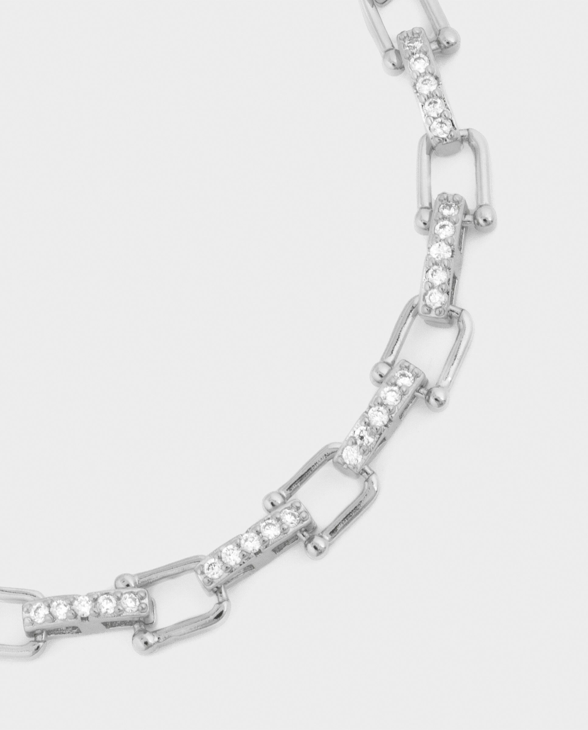 Pulseira de Corrente África Acabada em Prata de Lei 925 com Zirconita Brilhante Ouro / Prata-3