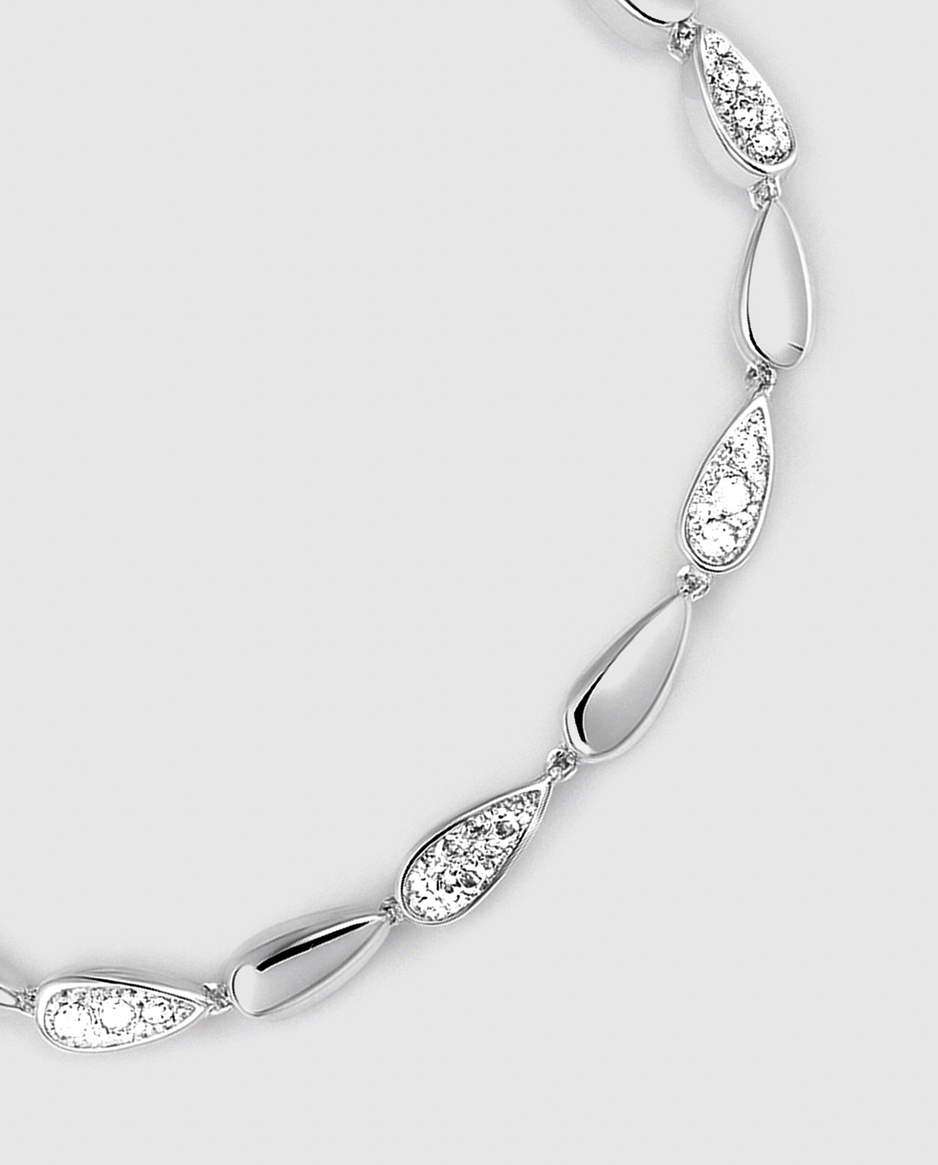 Pulseira de Elos África Acabada em Prata de Lei 925 com Zirconita Brilhante Prata brilhante / Transparente-5