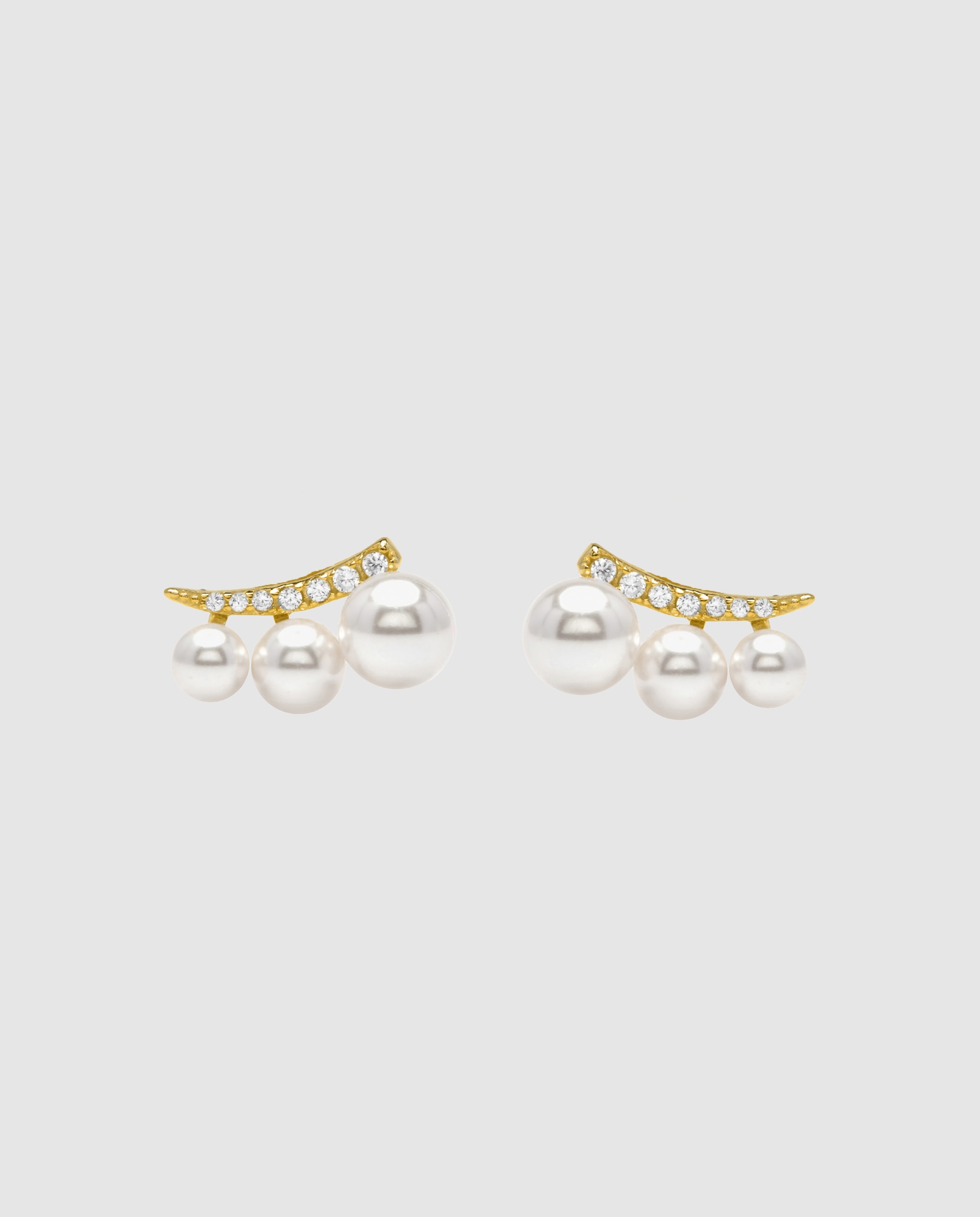 Imagem 0 de Brincos Trepadores Make a Wish de Prata de Lei 925 Acabados em Ouro Amarelo de 18 Quilates com Pérola Branca